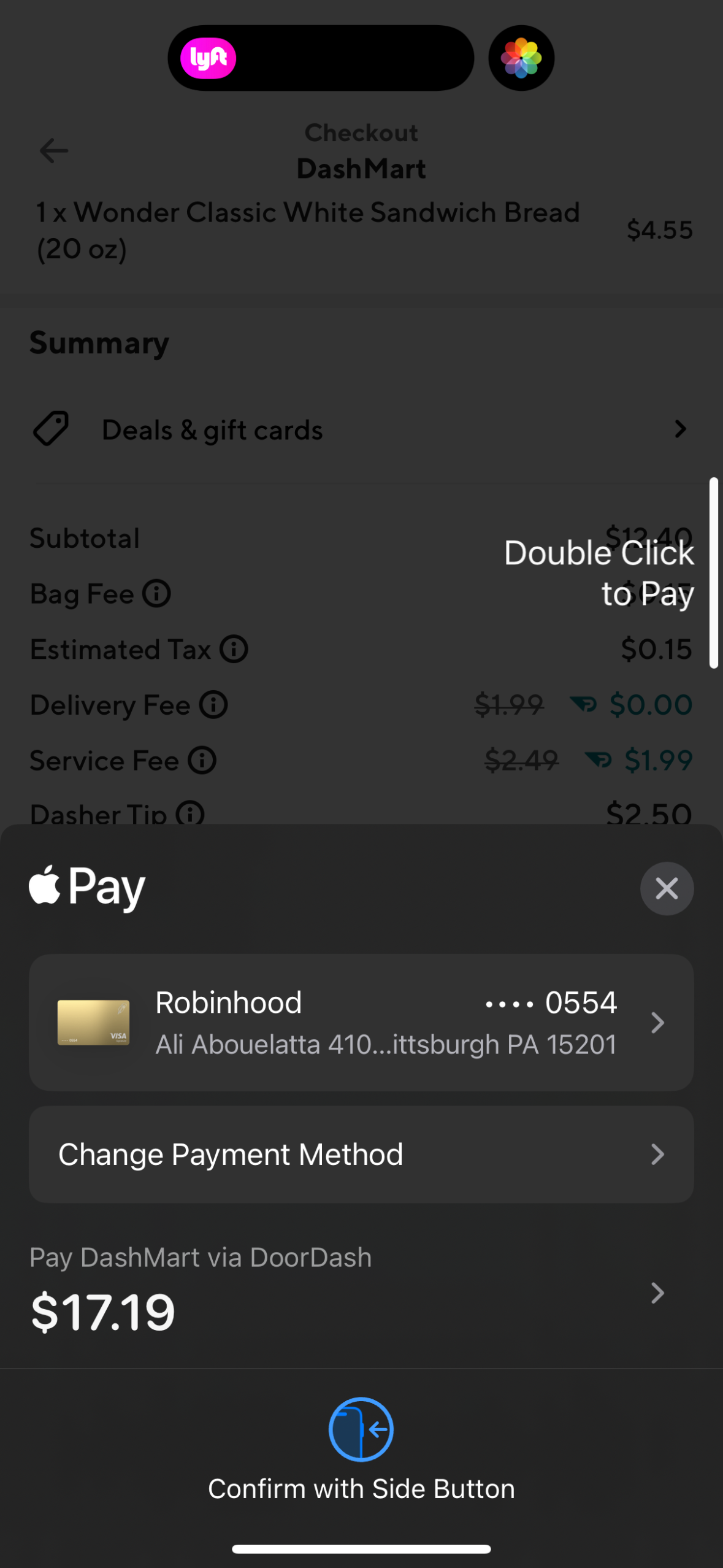 doordash checkout screenshot