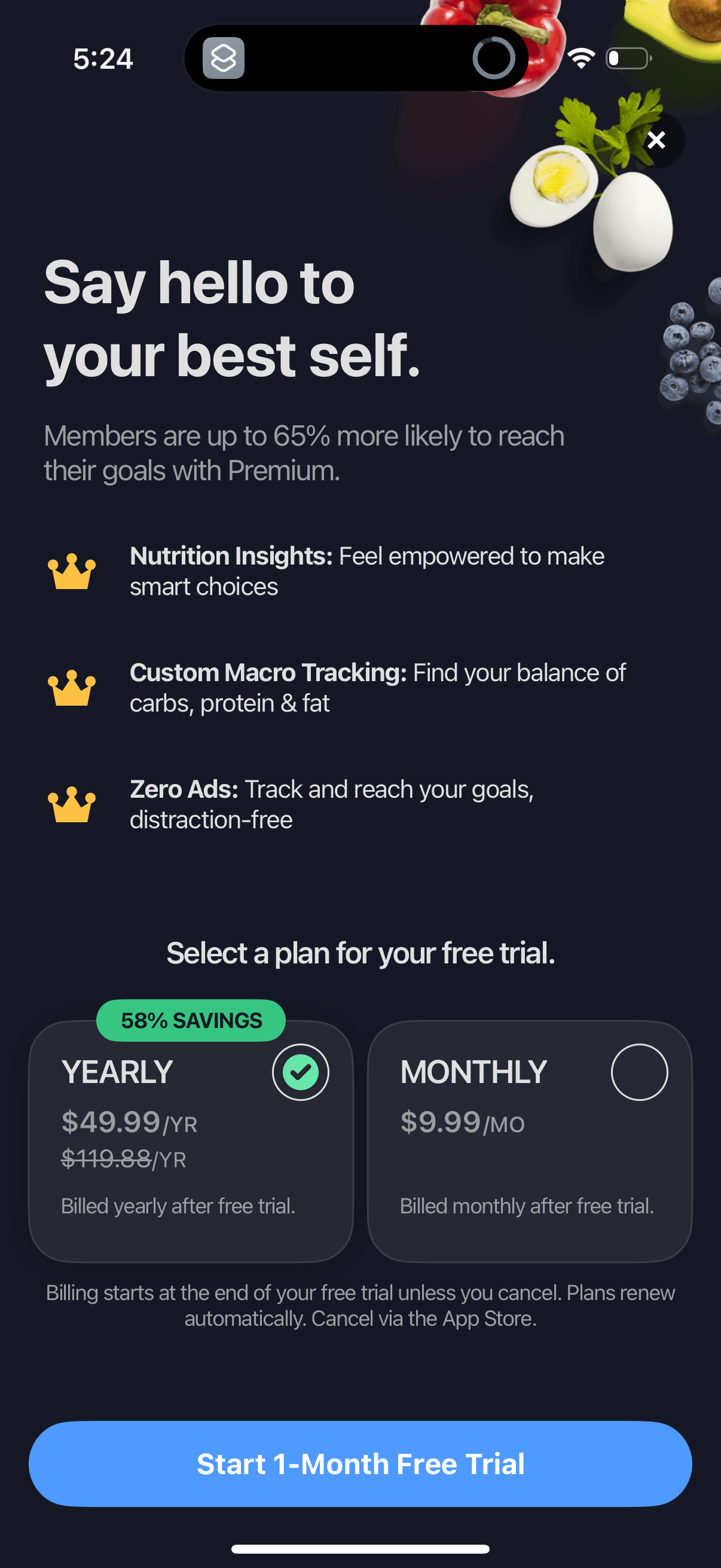 myfitnesspal checkout screenshot
