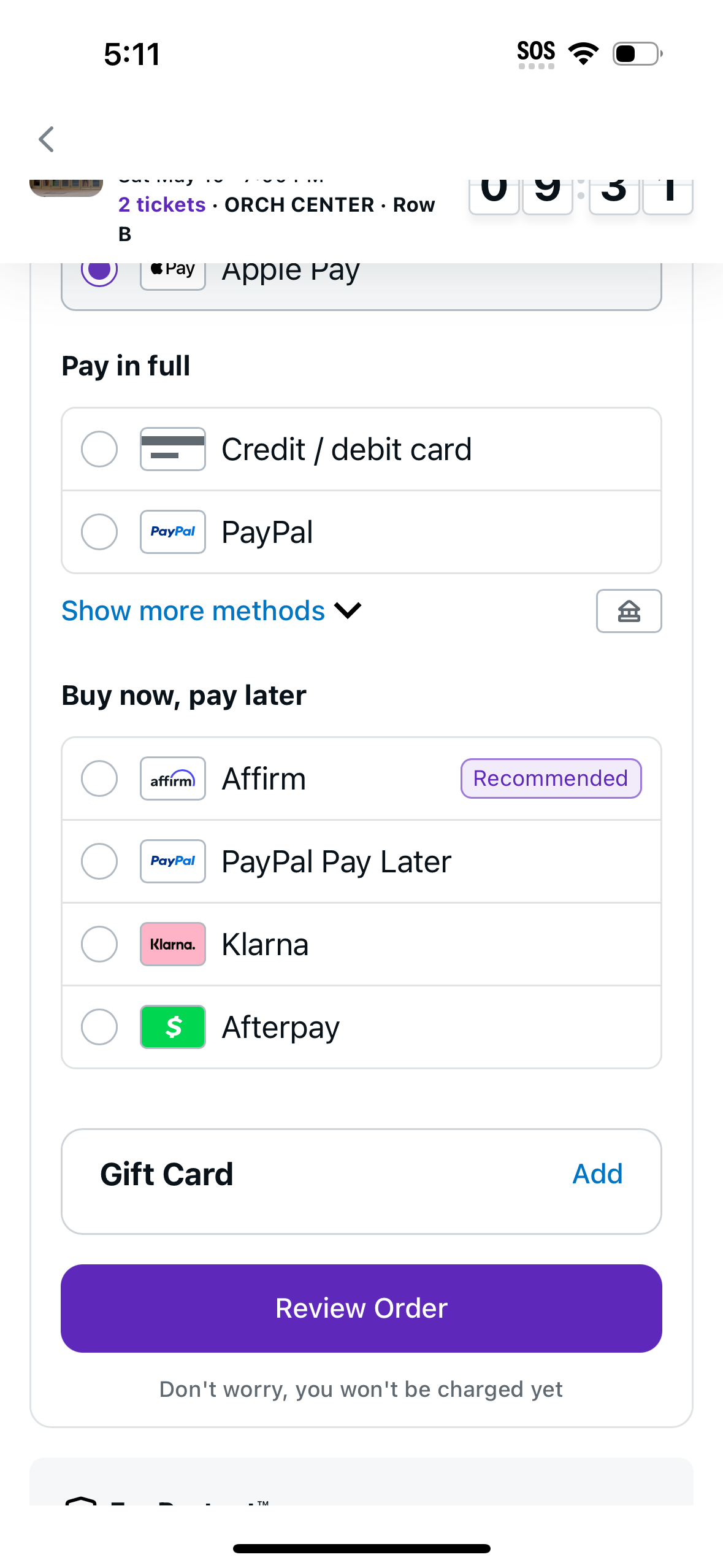stubhub checkout screenshot