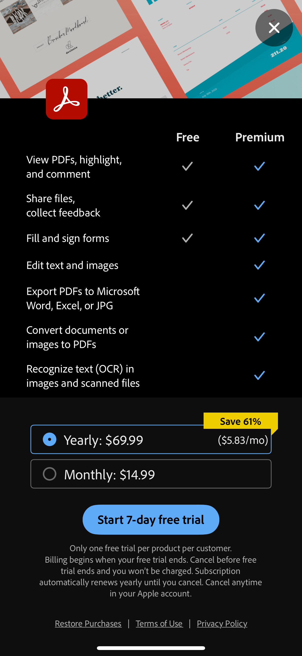 acrobat checkout screenshot