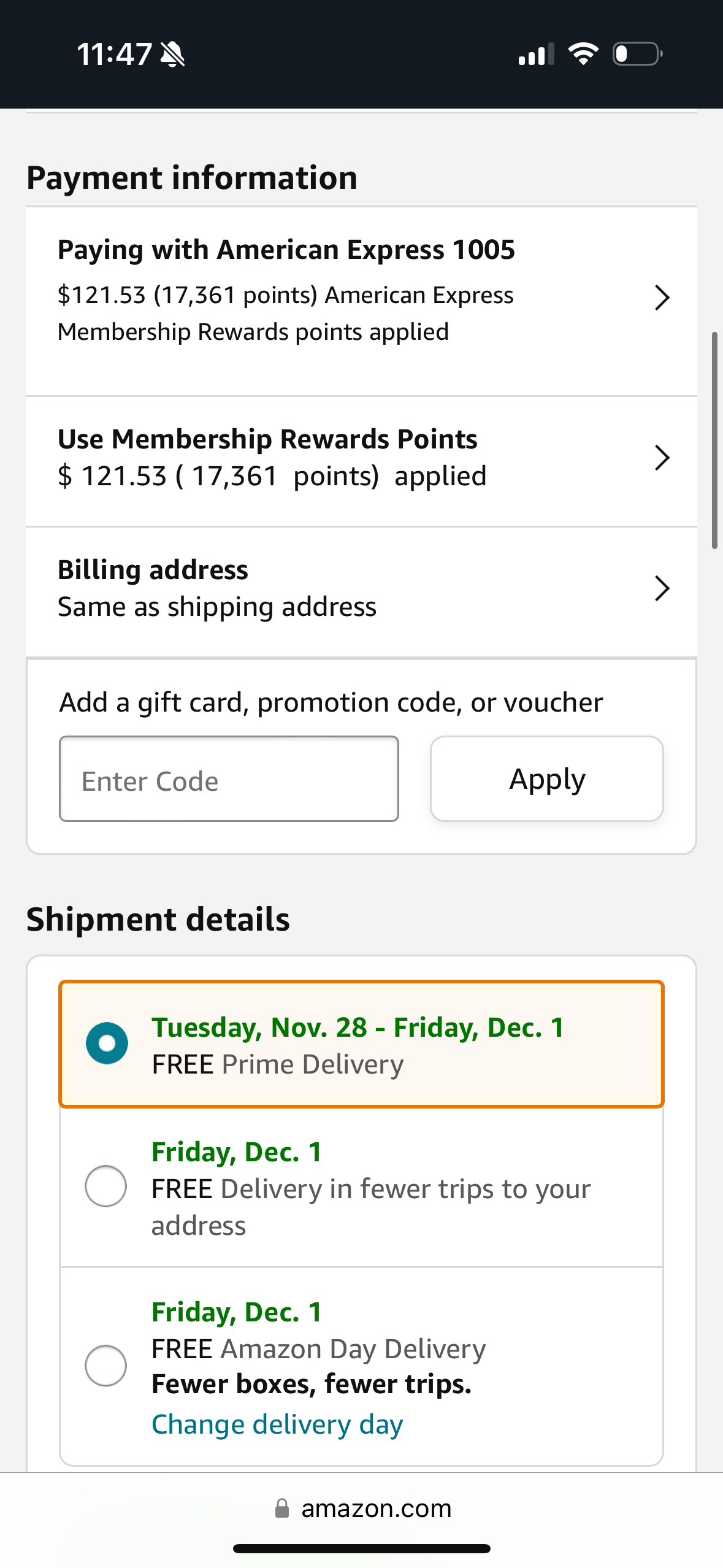 amazon checkout screenshot