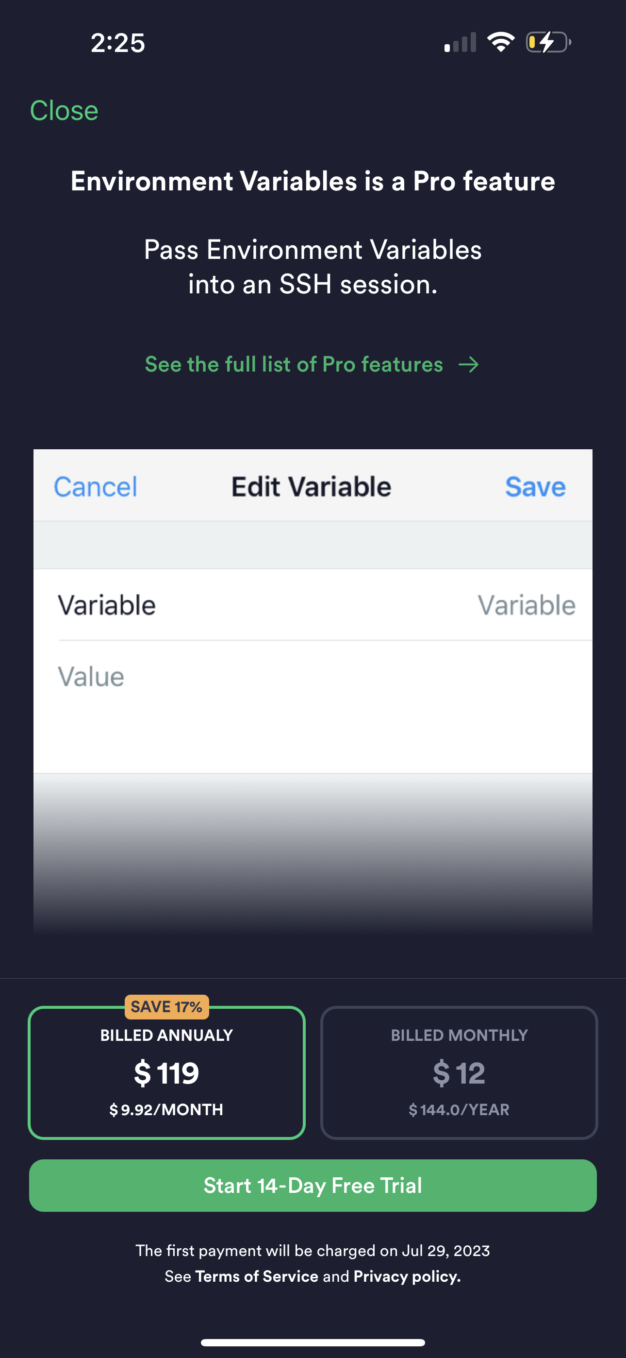 termius checkout screenshot