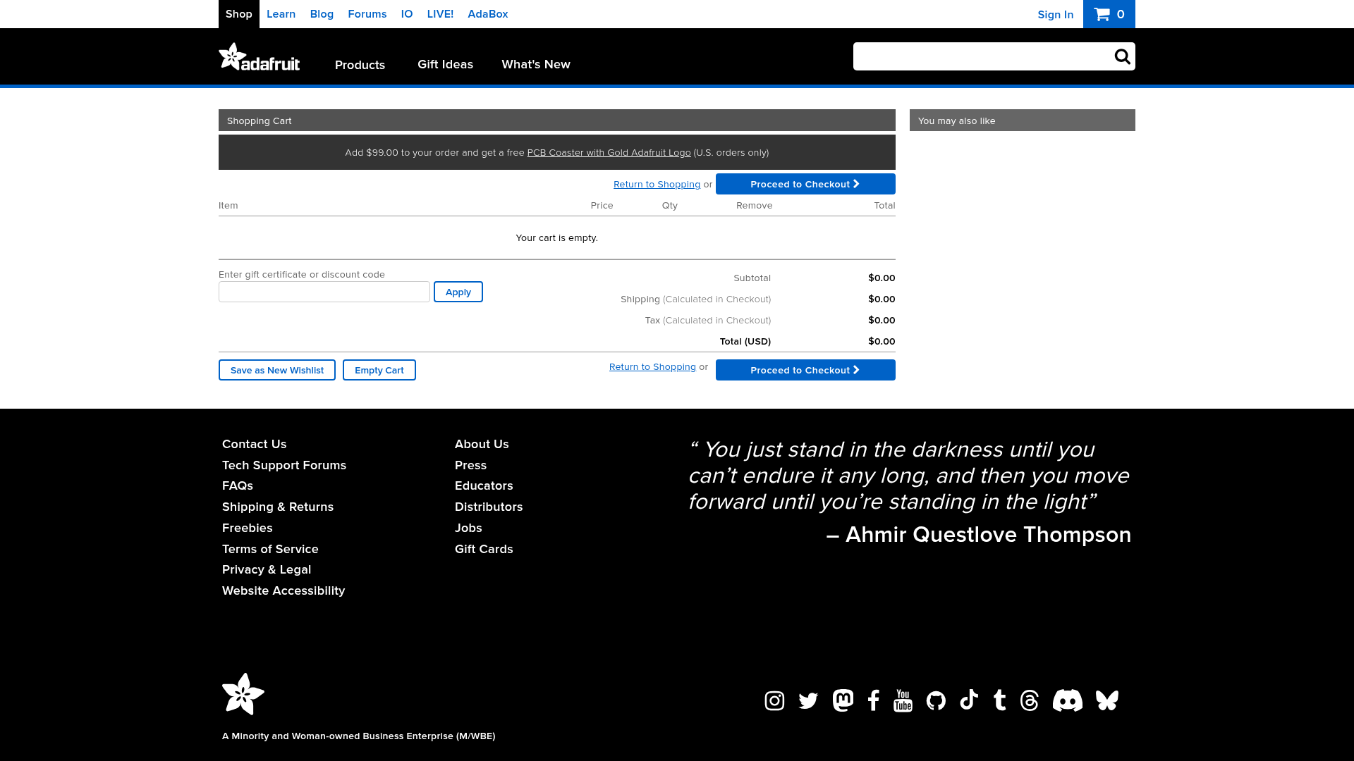 adafruit checkout screenshot