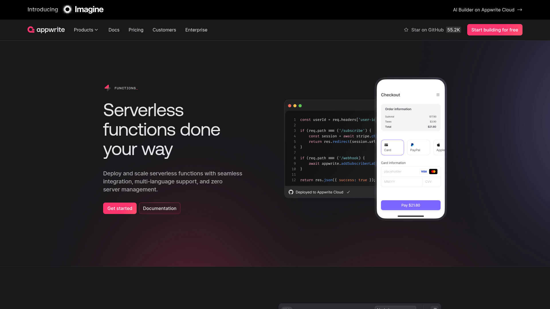 appwrite checkout screenshot