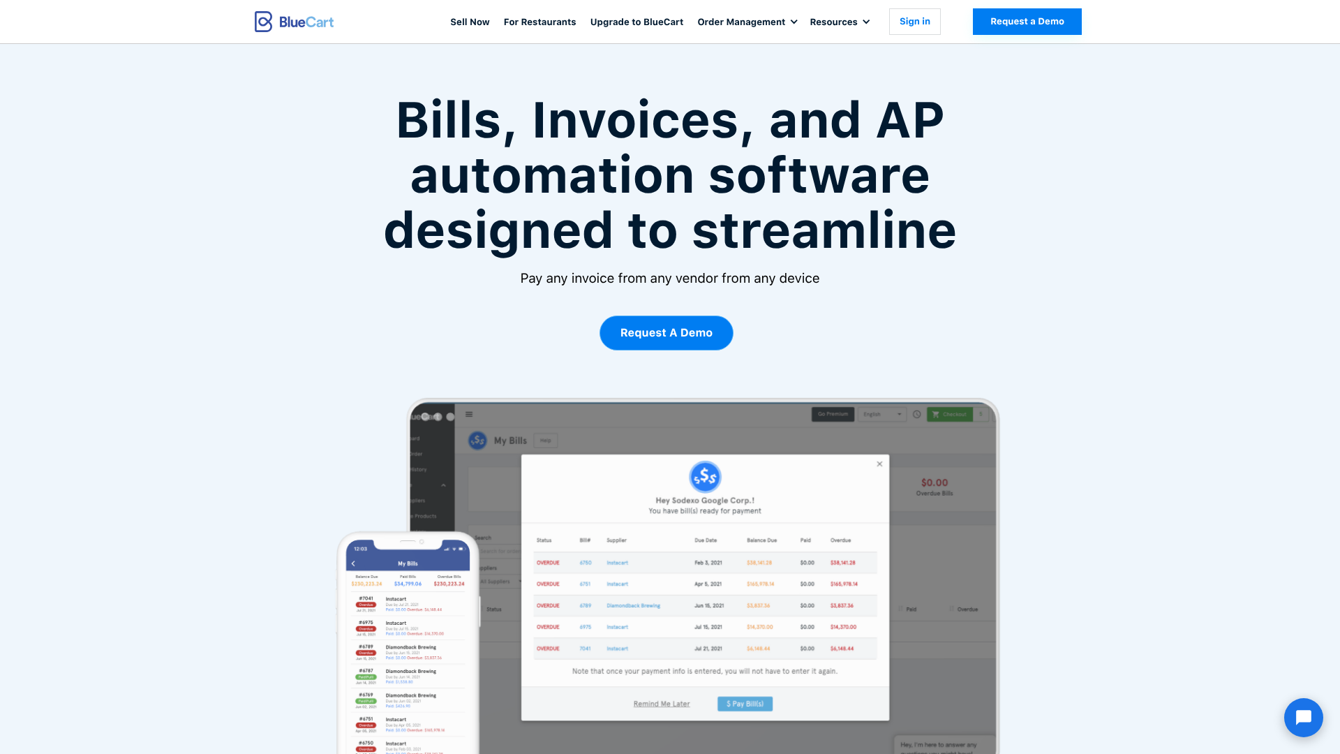 bluecart checkout screenshot