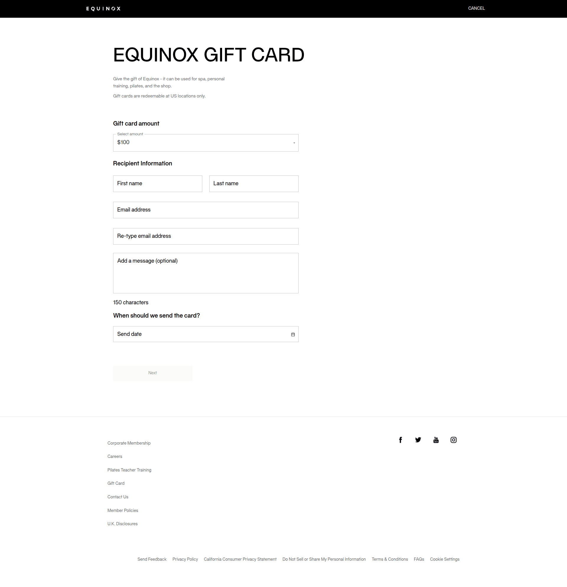 equinox checkout screenshot