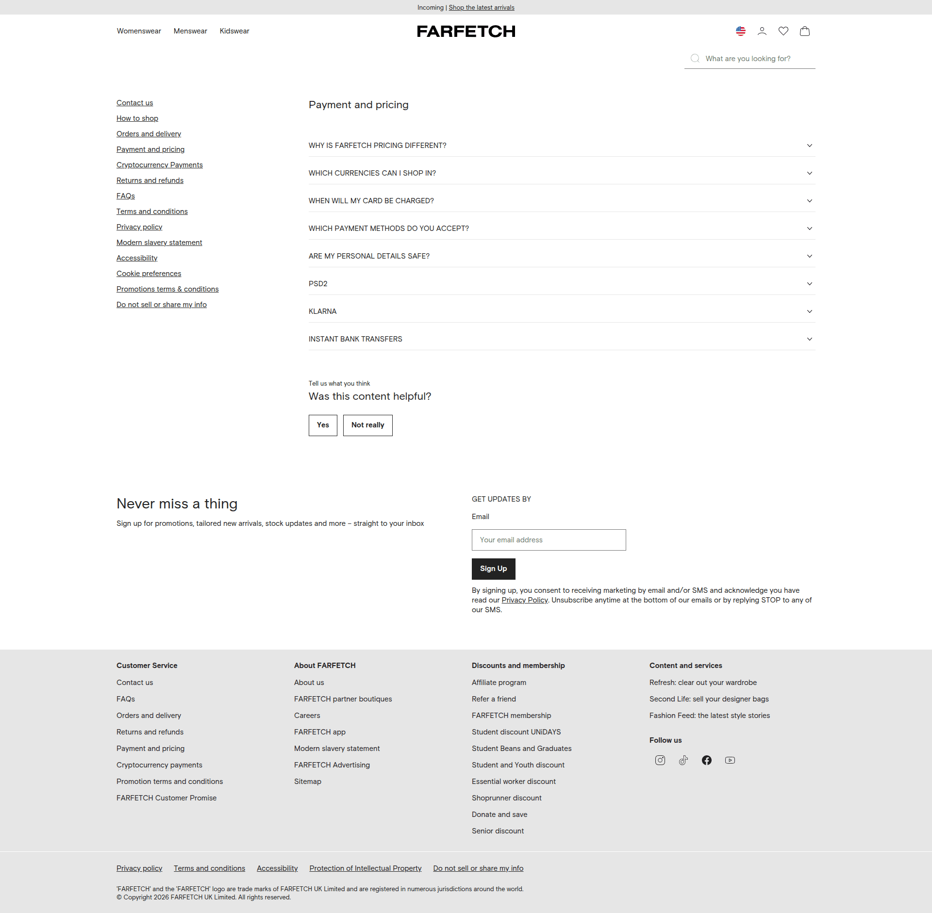 farfetch checkout screenshot