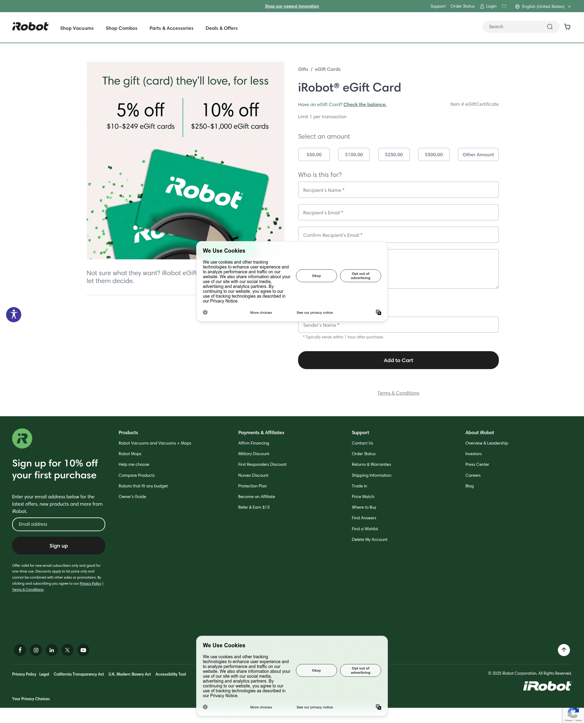 irobot checkout screenshot