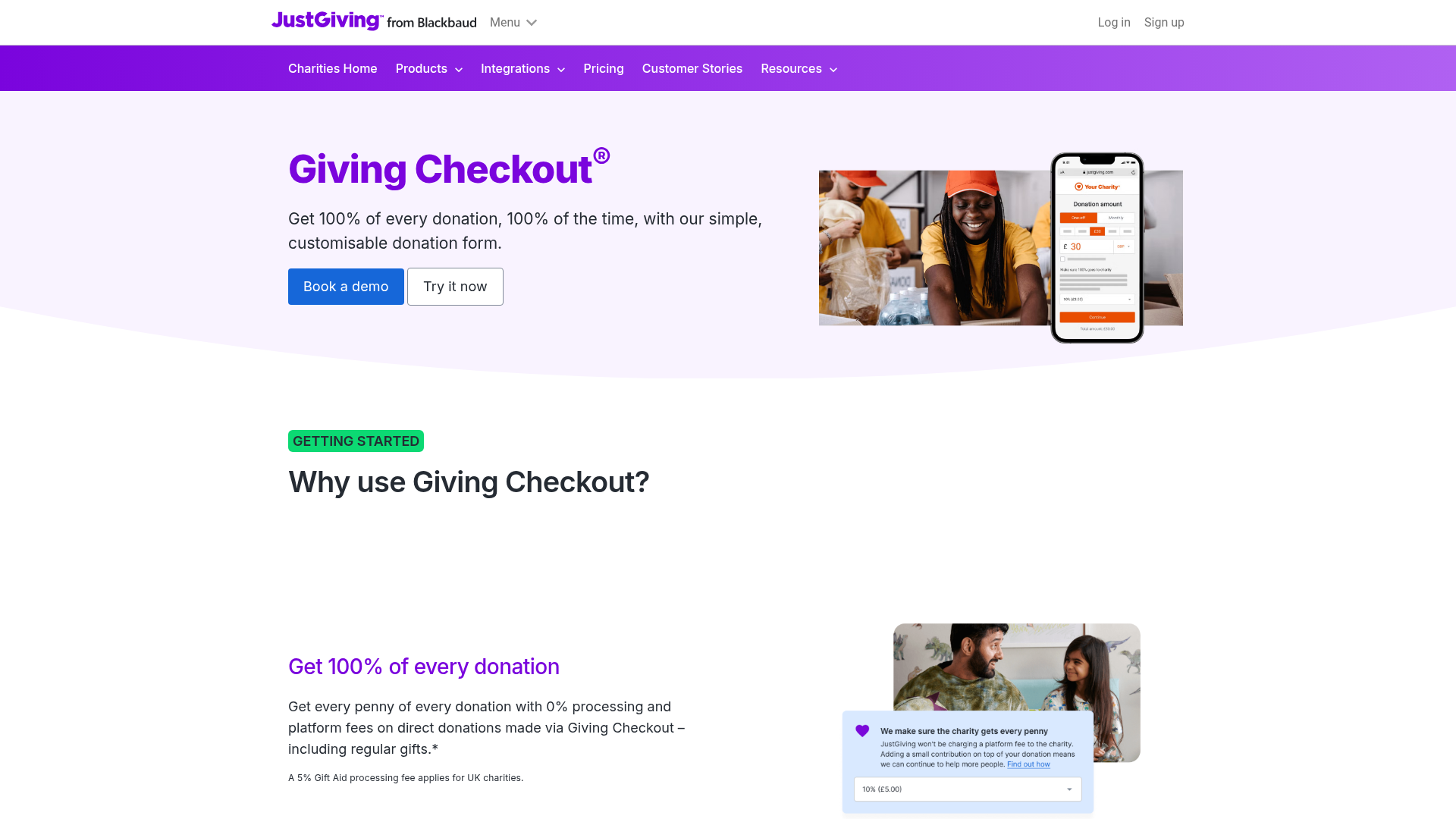 justgiving checkout screenshot