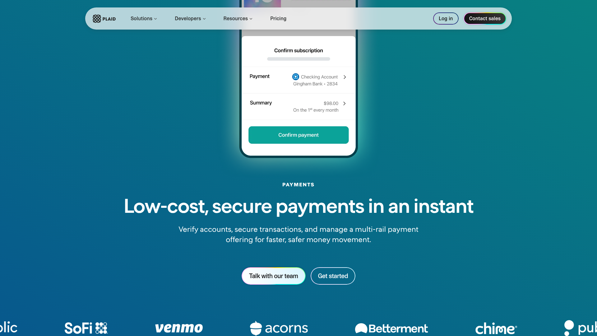 plaid checkout screenshot