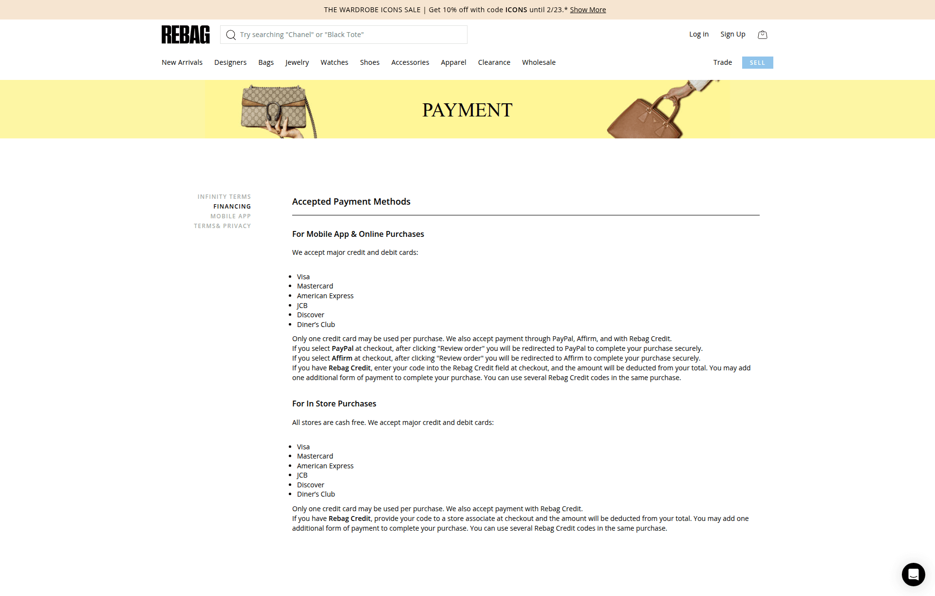 rebag checkout screenshot