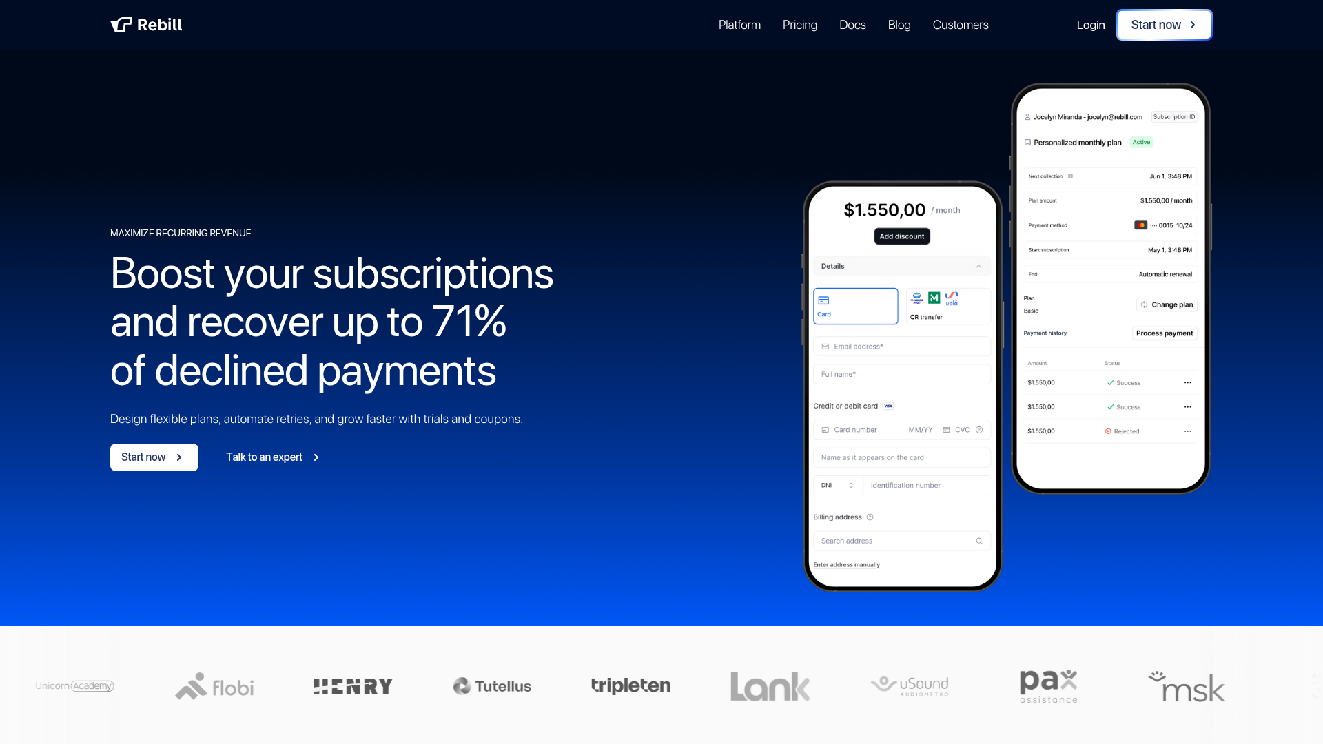 rebill checkout screenshot