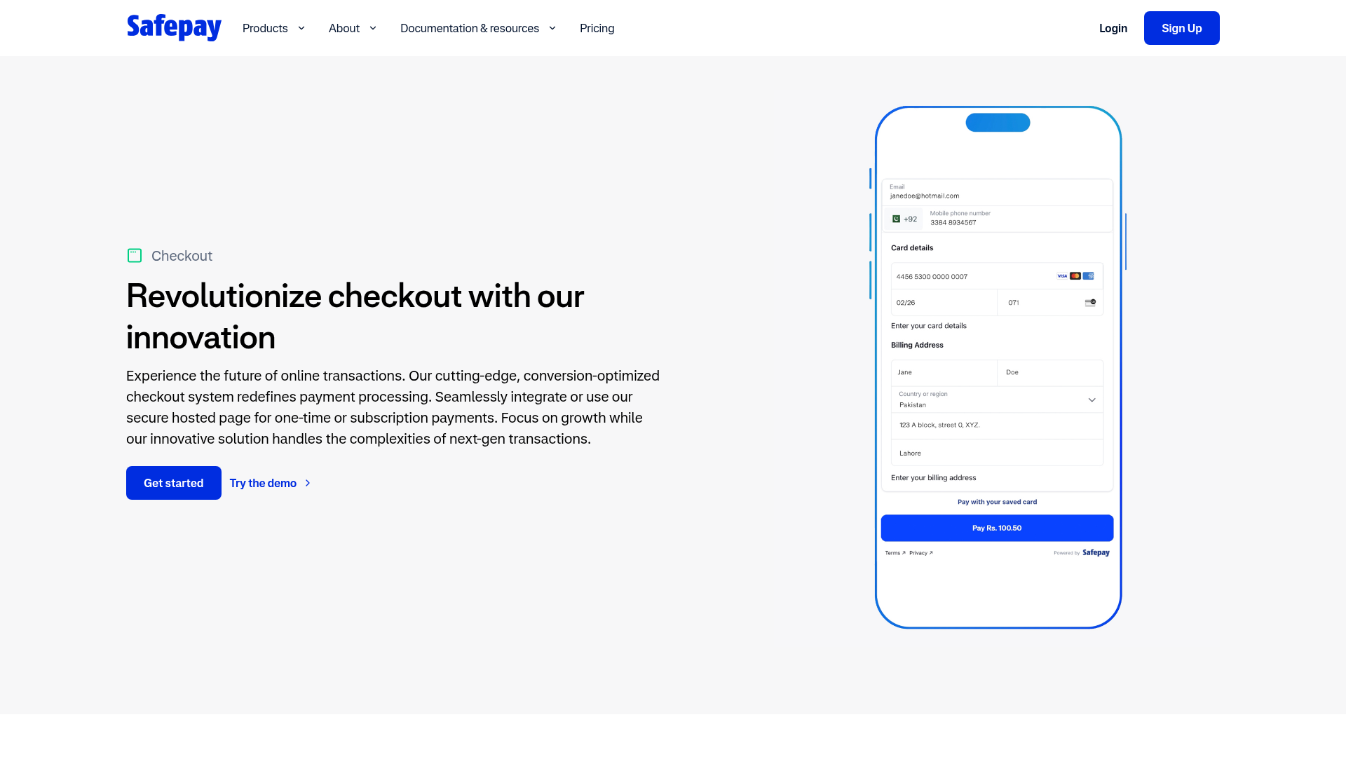 safepay checkout screenshot