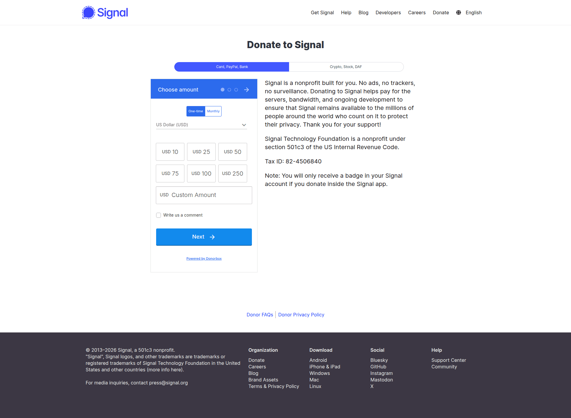signal checkout screenshot