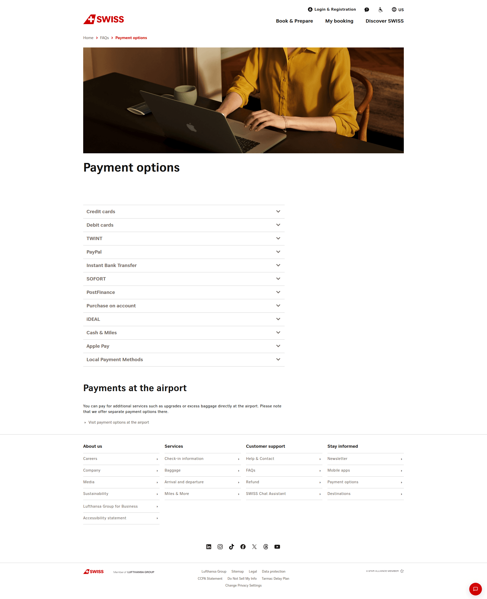 swiss-air checkout screenshot