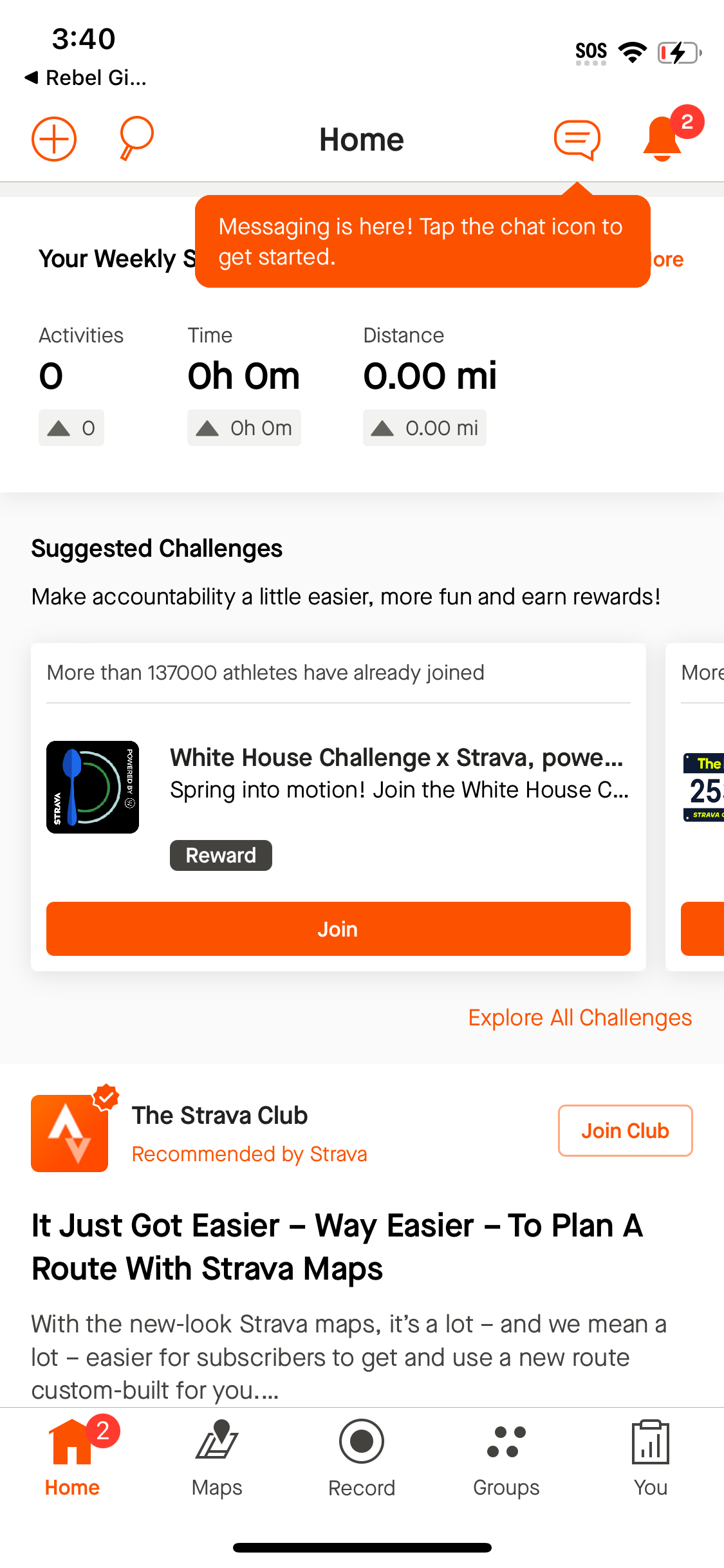 strava dashboard screenshot