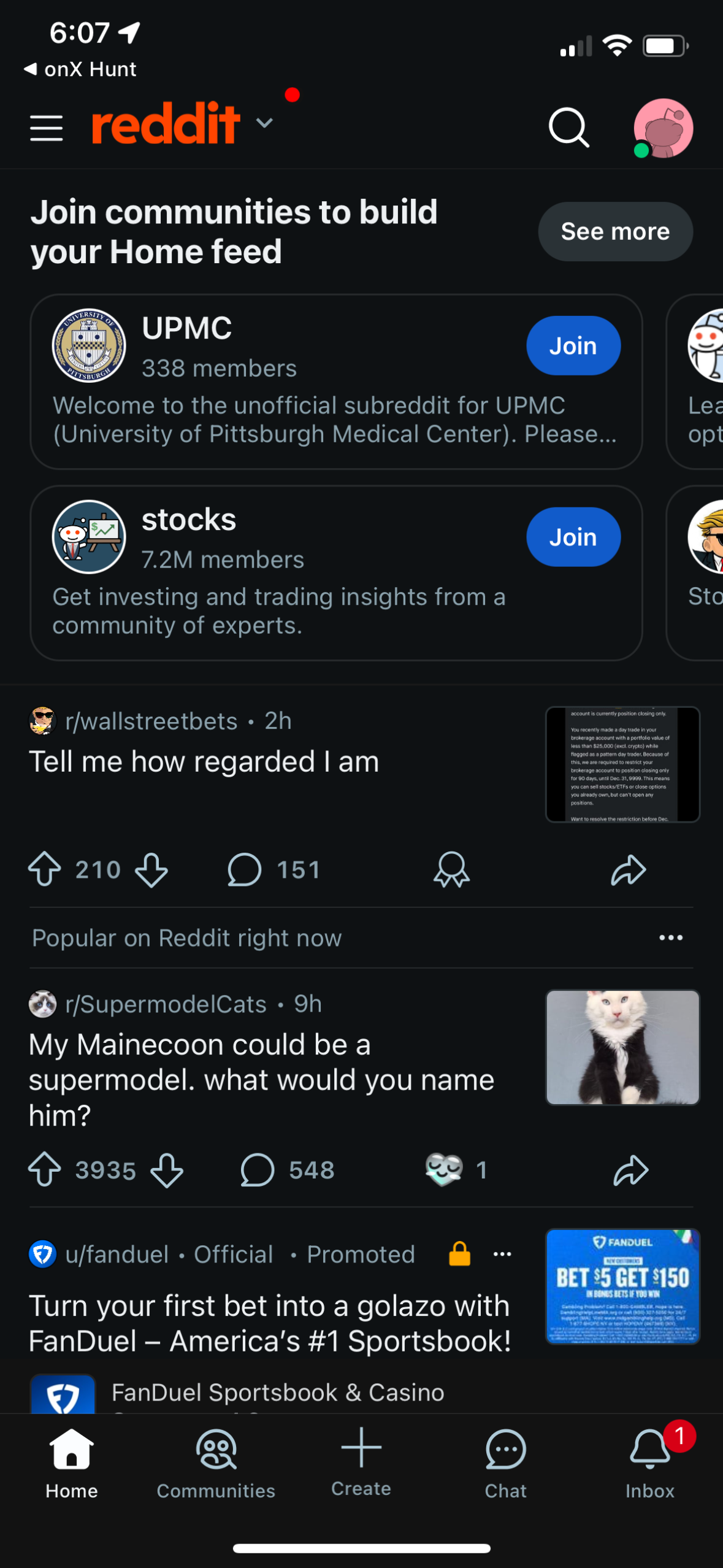 reddit dashboard screenshot