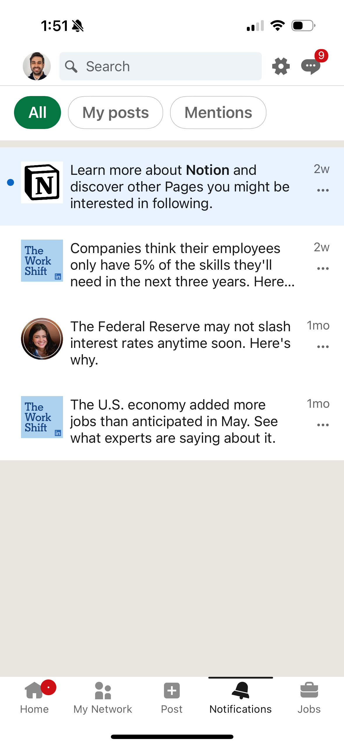 linkedin dashboard screenshot