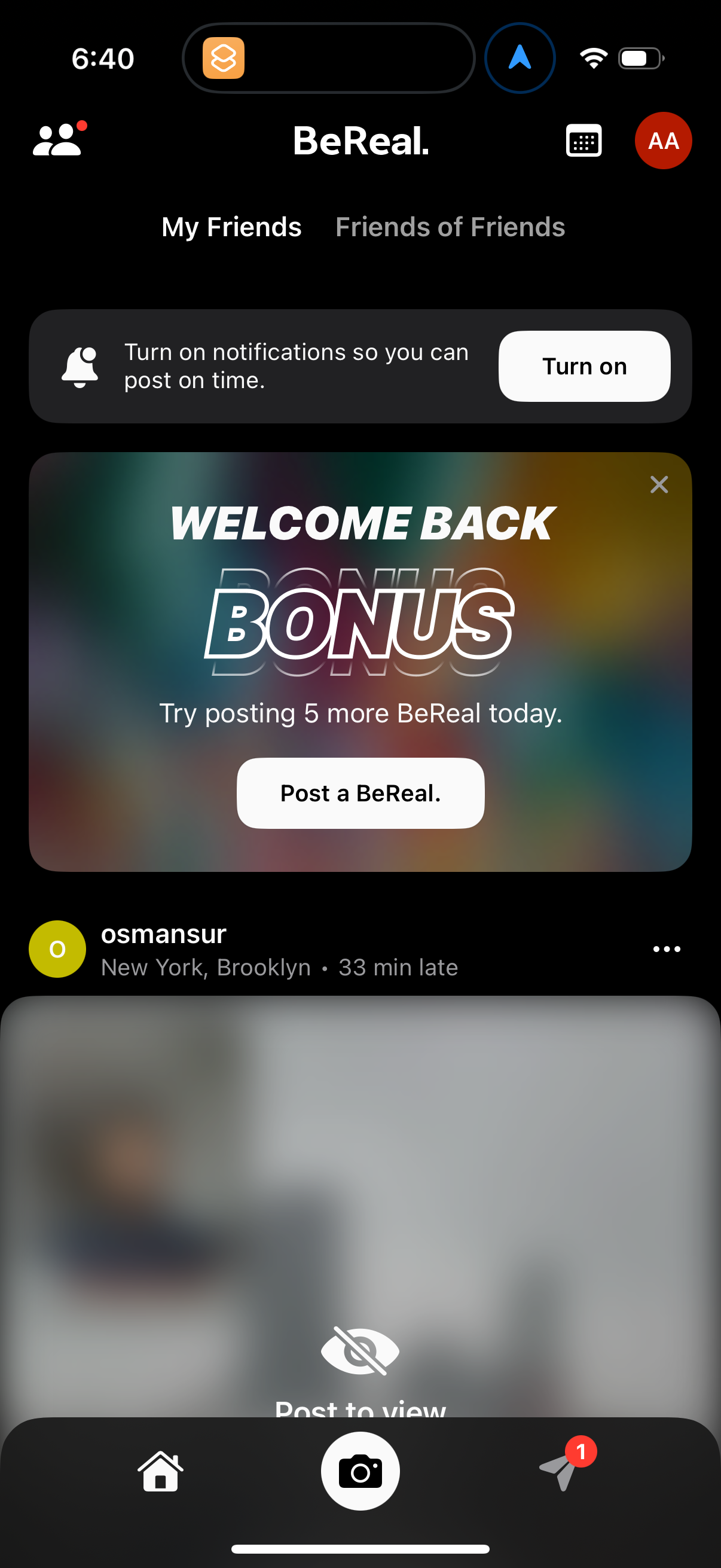 bereal dashboard screenshot