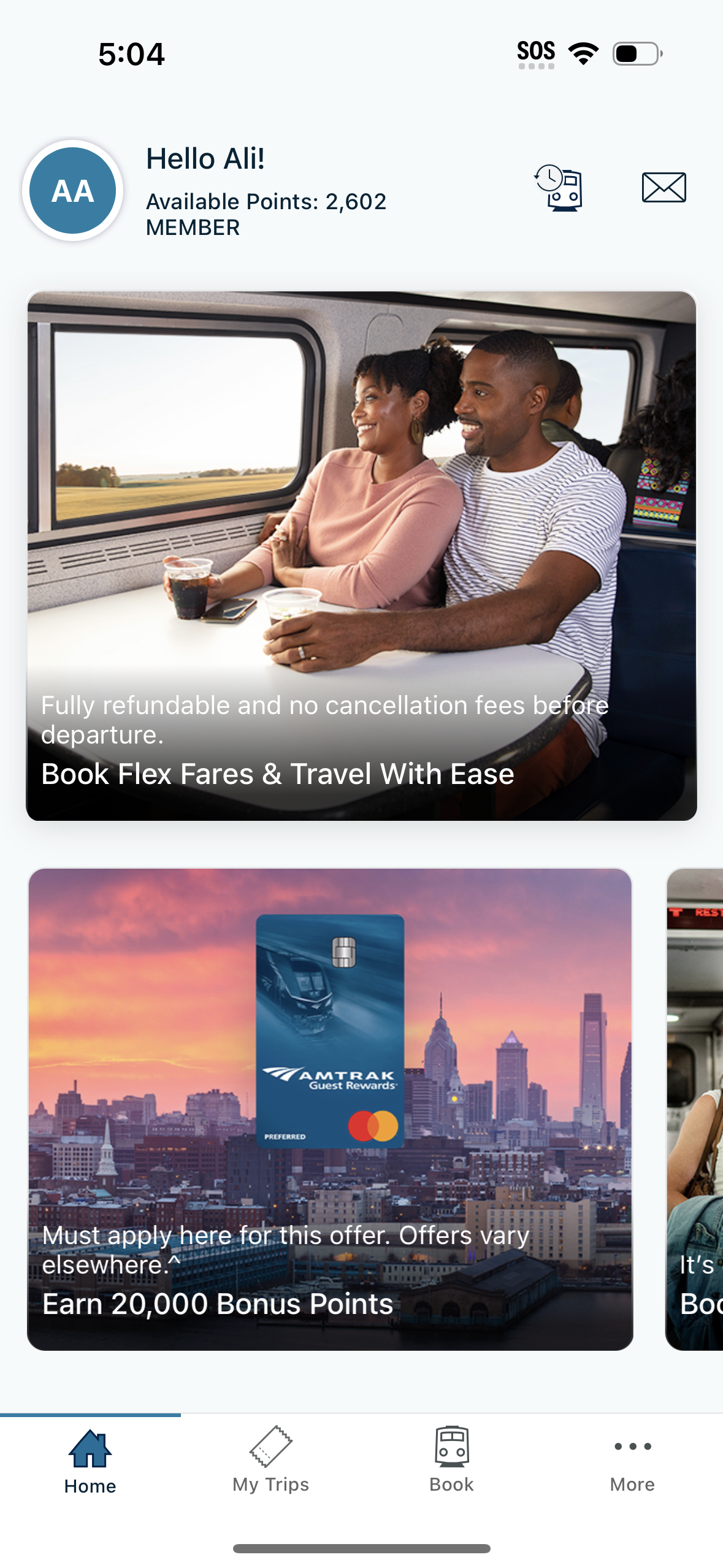 amtrak dashboard screenshot