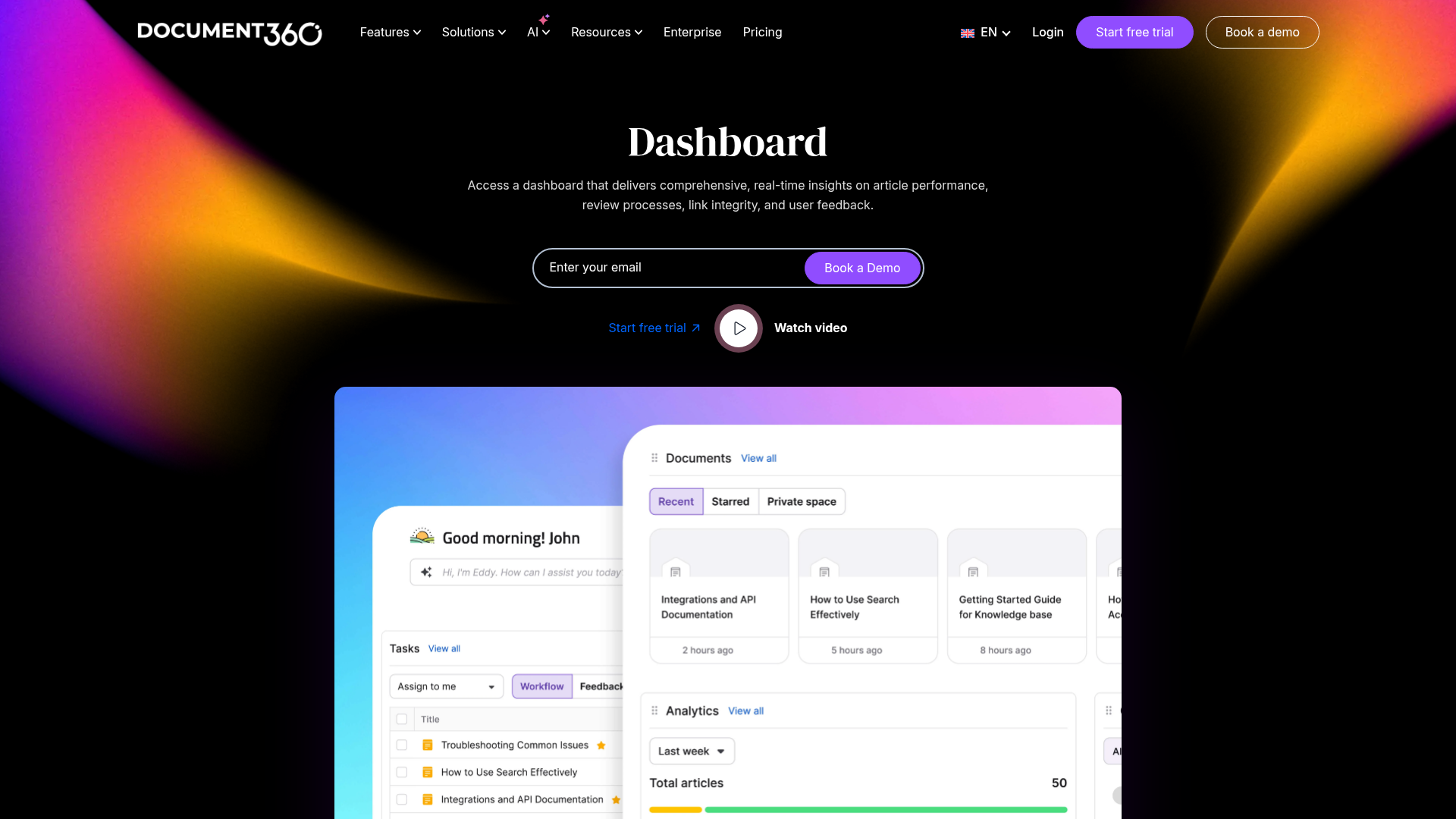 document360 dashboard screenshot