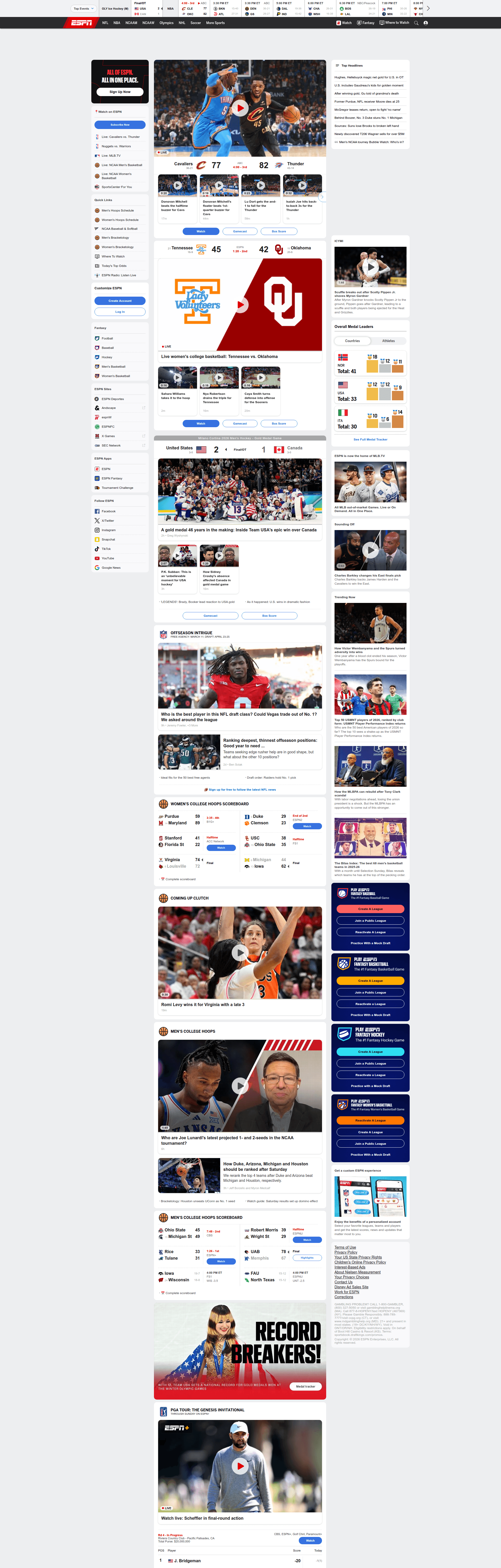 espn dashboard screenshot