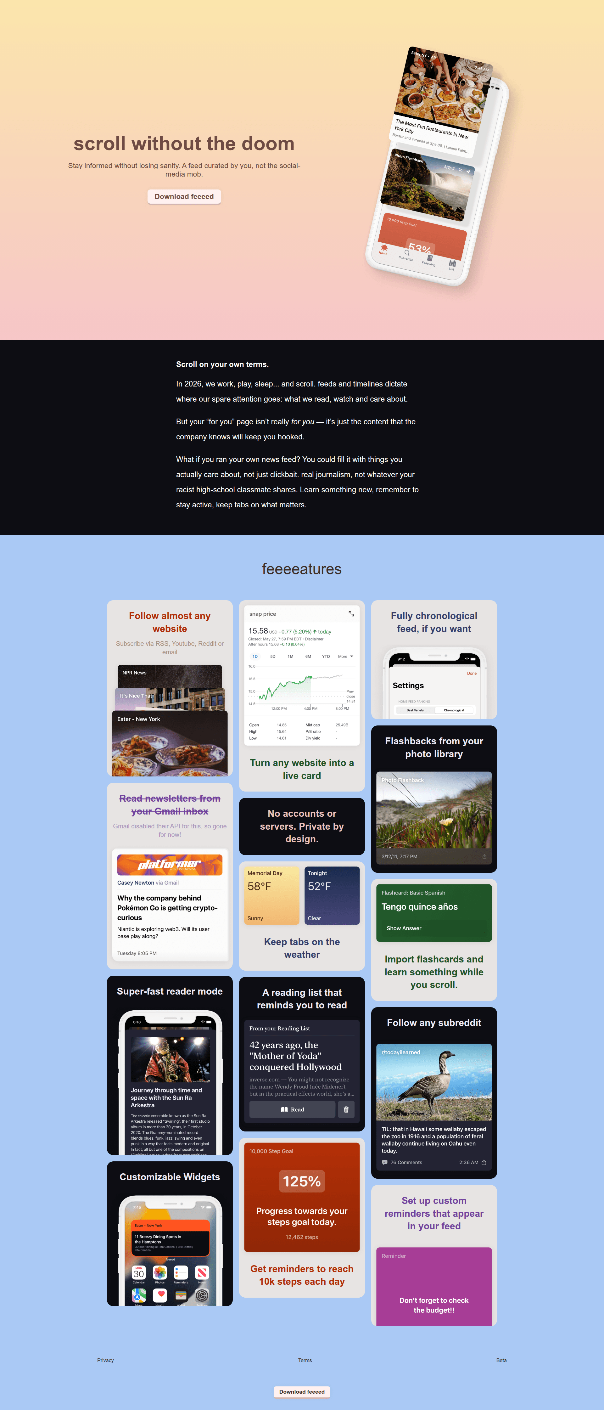feeeed dashboard screenshot