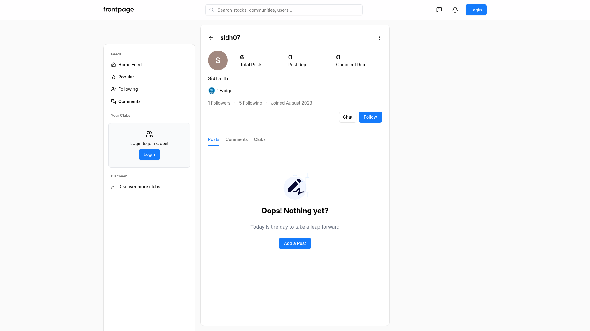 frontpage dashboard screenshot