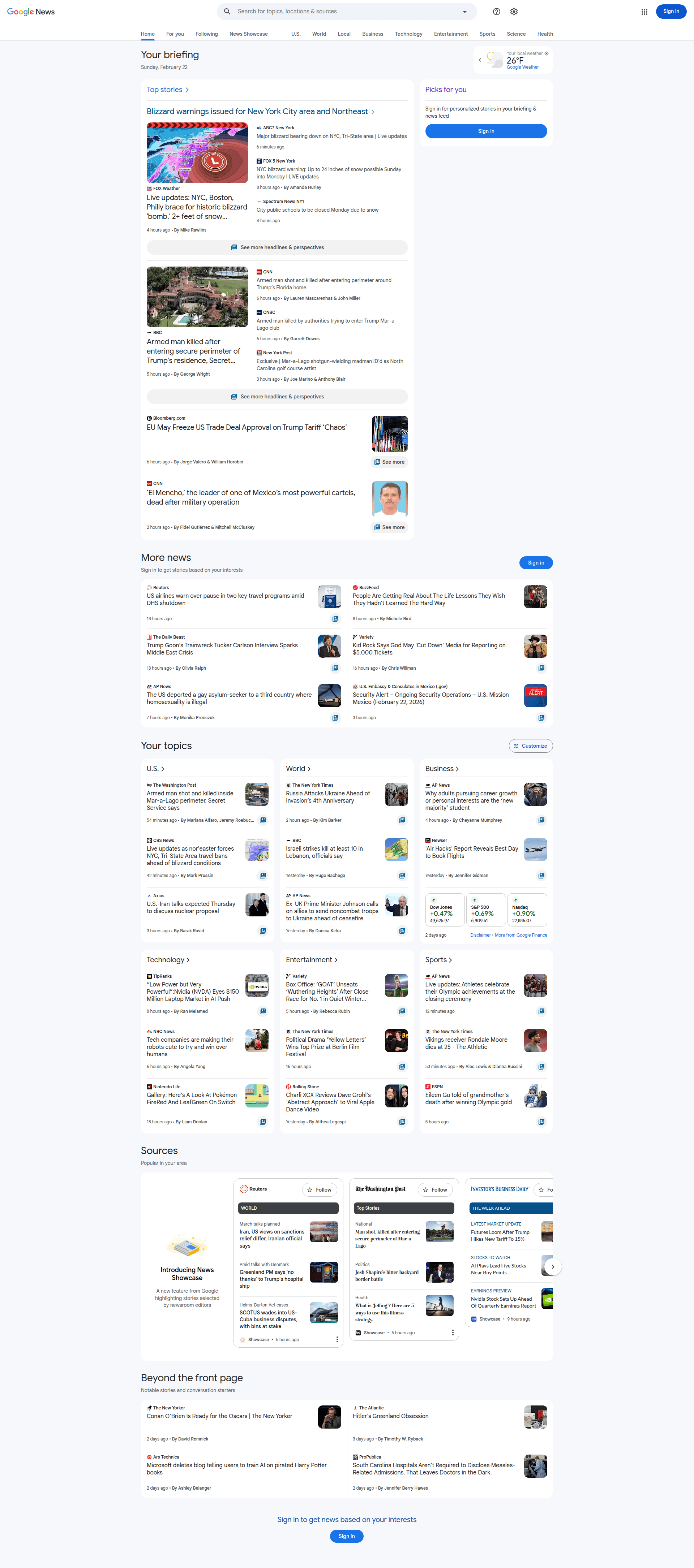 google-news dashboard screenshot