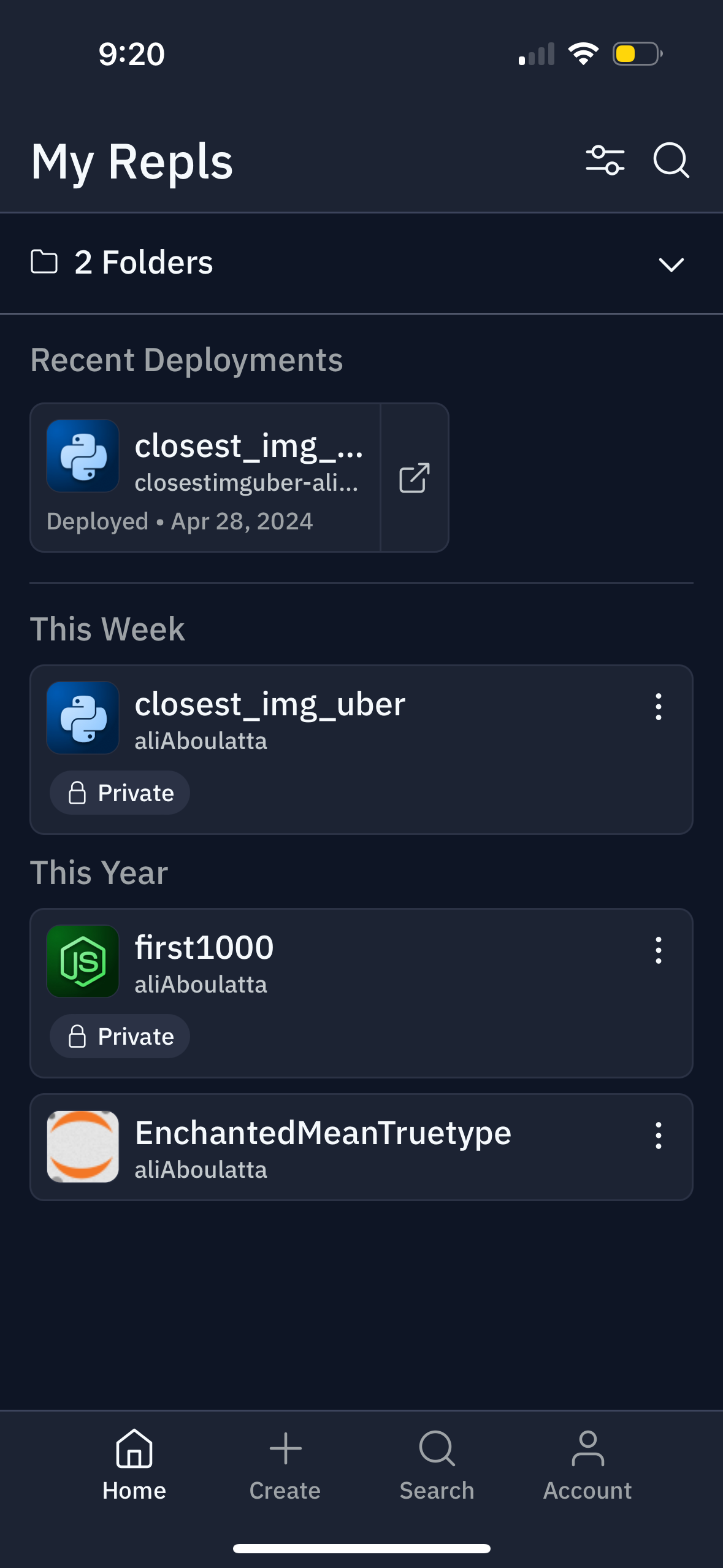 replit dashboard screenshot