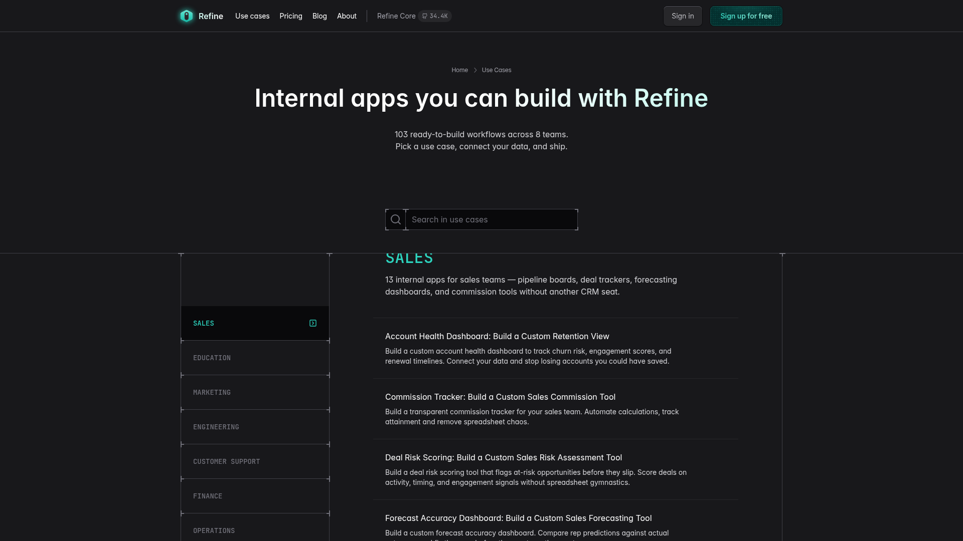 refine dashboard screenshot