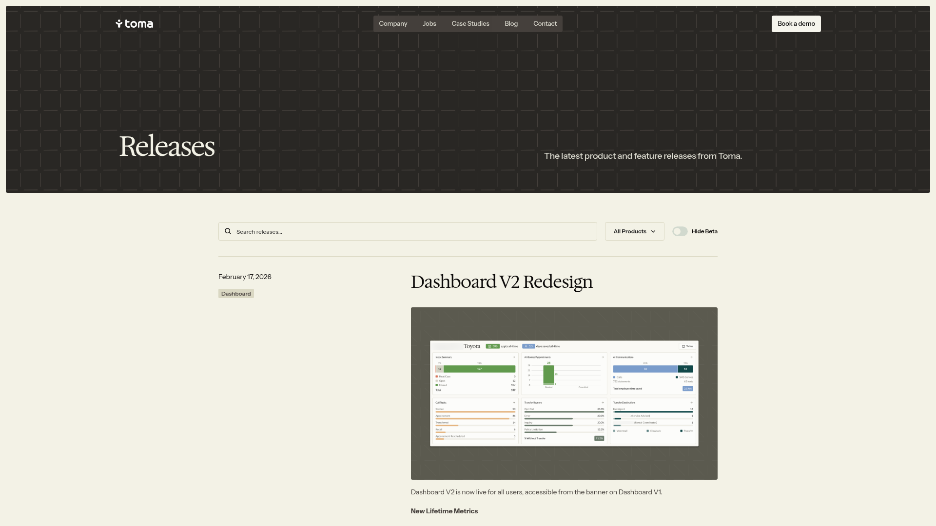 toma dashboard screenshot