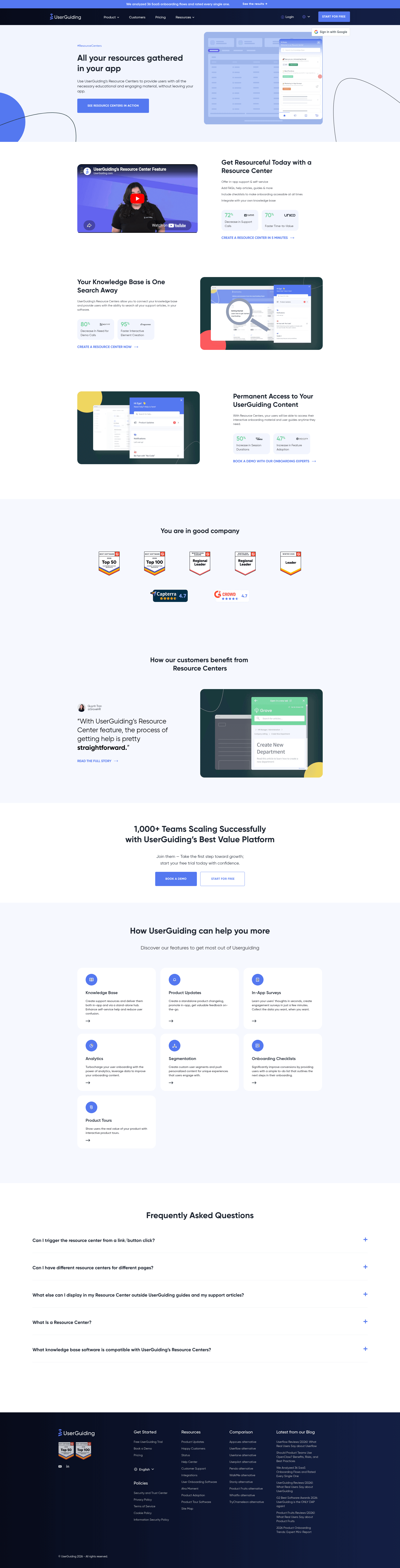 userguiding dashboard screenshot