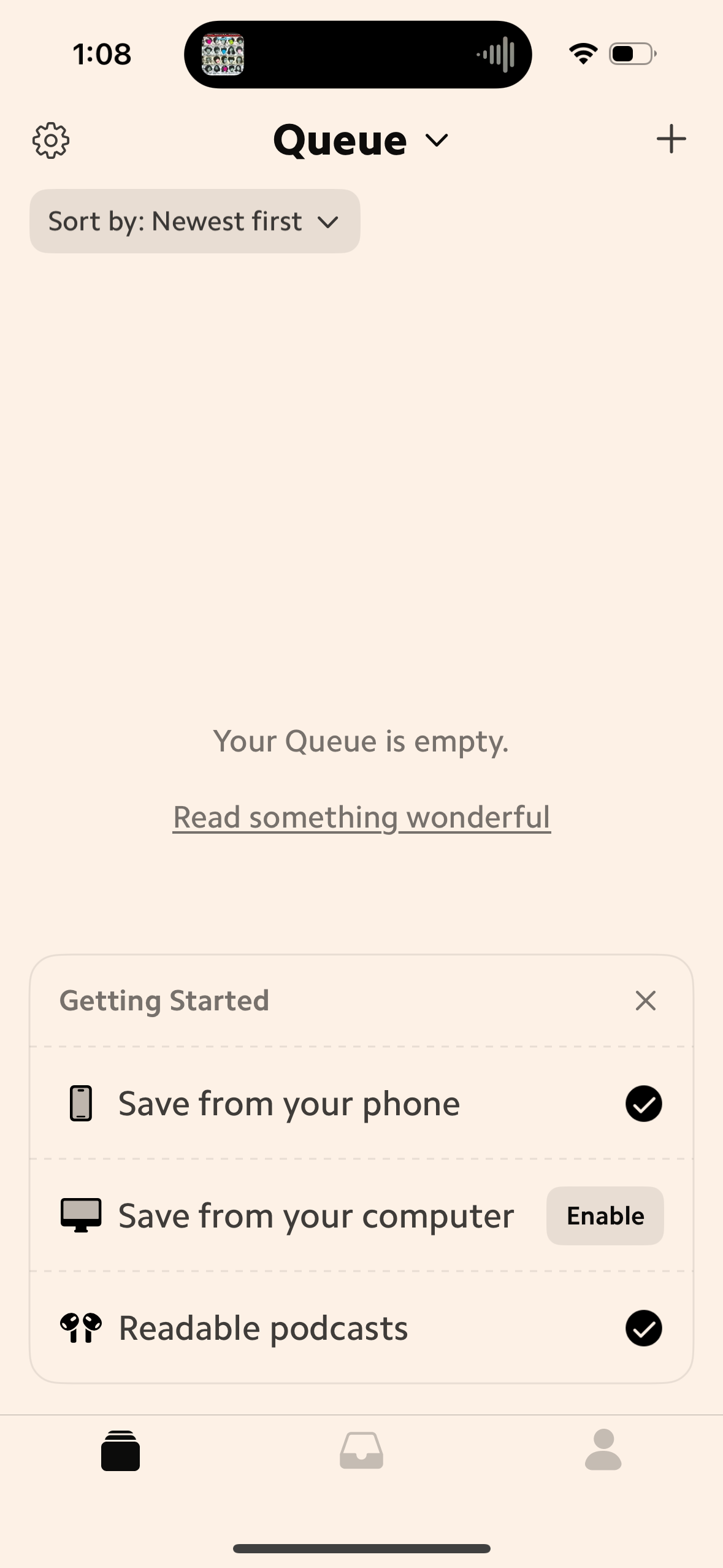 matter empty-state screenshot