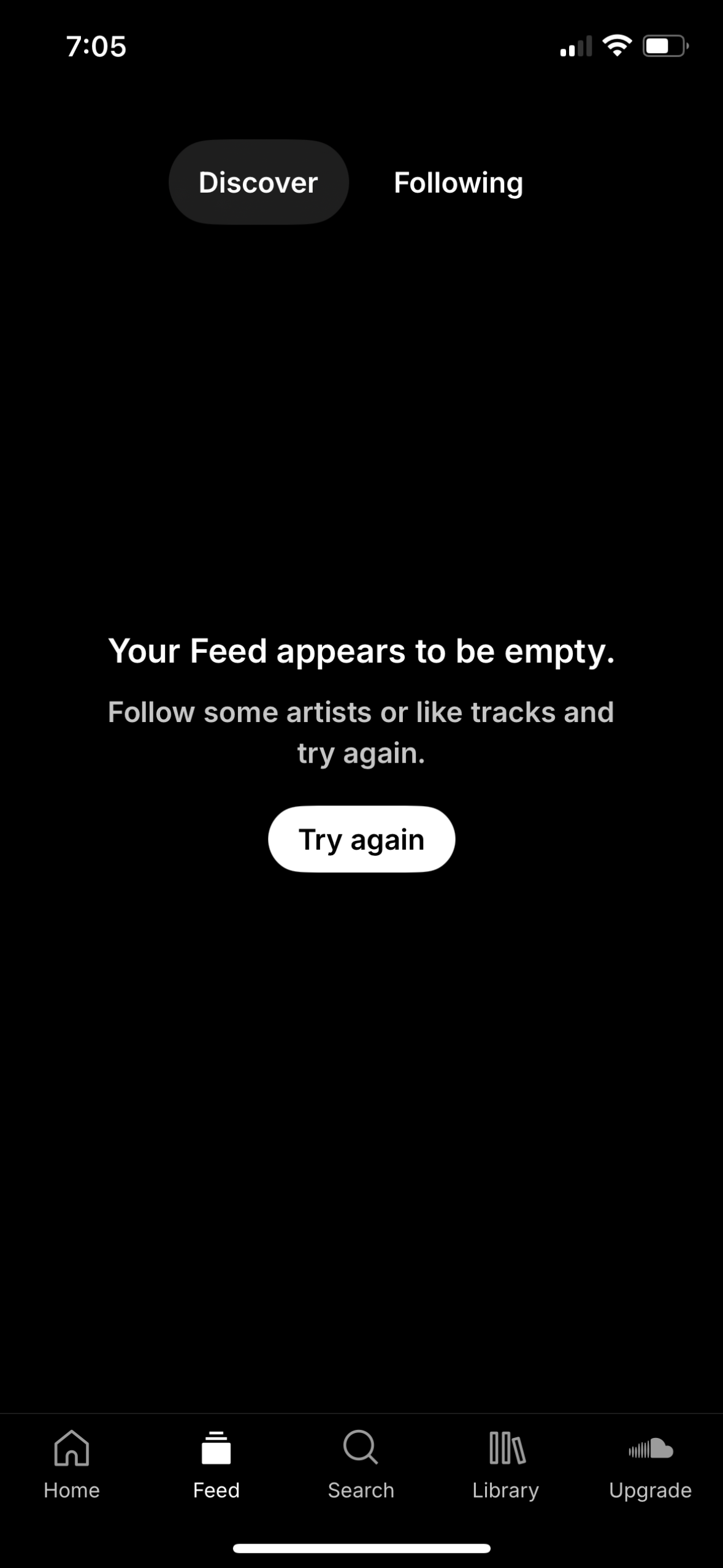 soundcloud empty-state screenshot