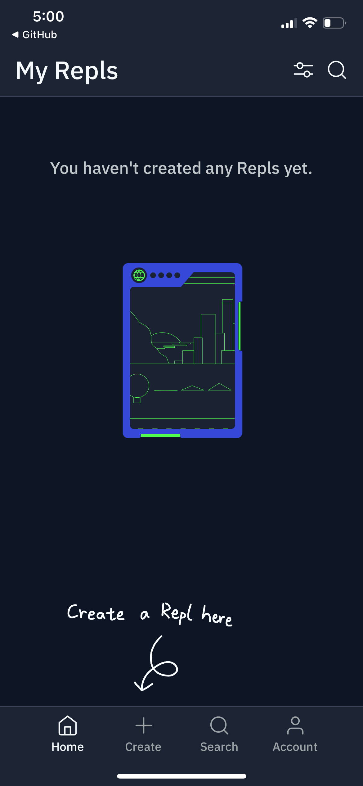 replit empty-state screenshot