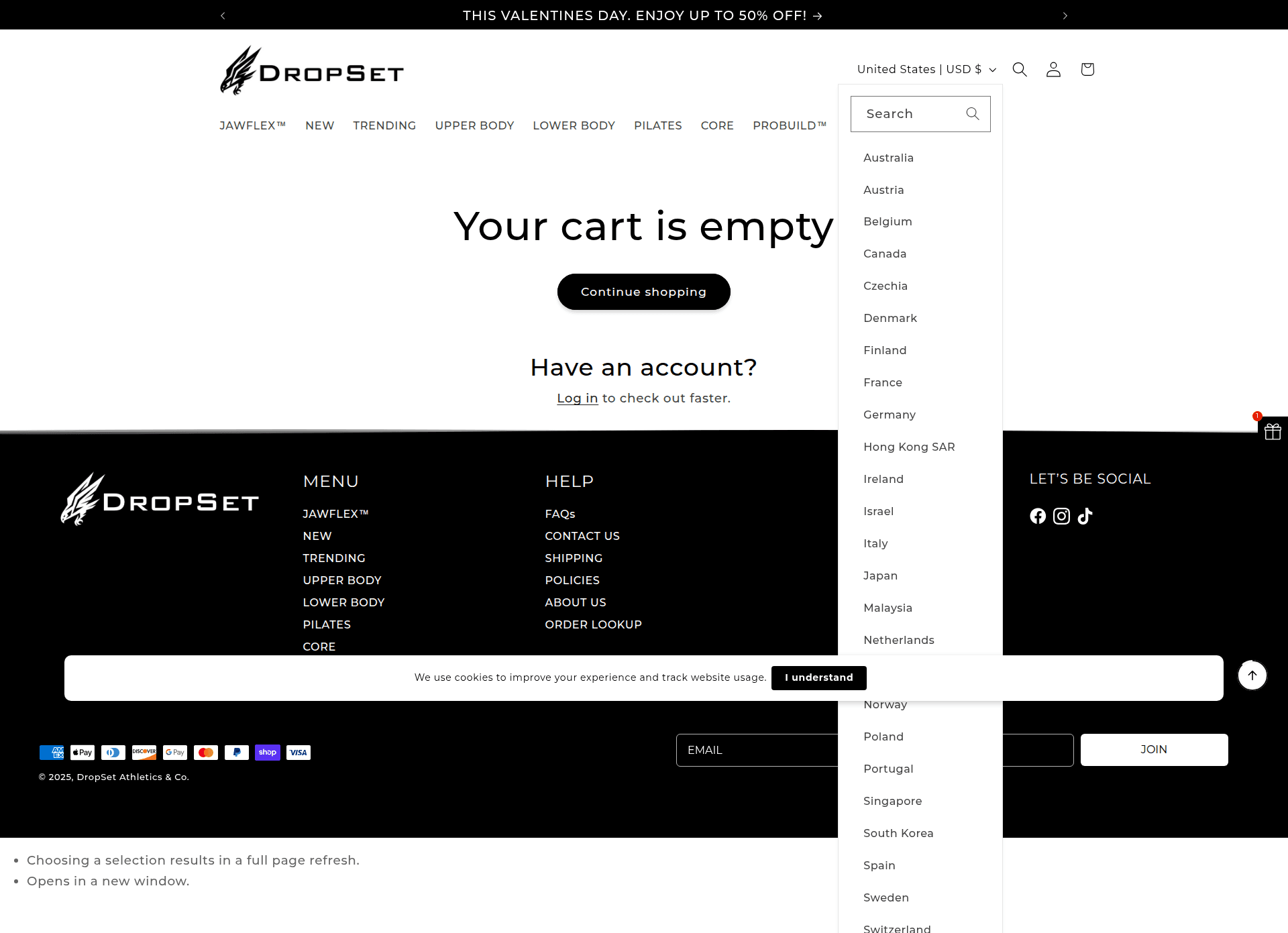 dropset empty-state screenshot
