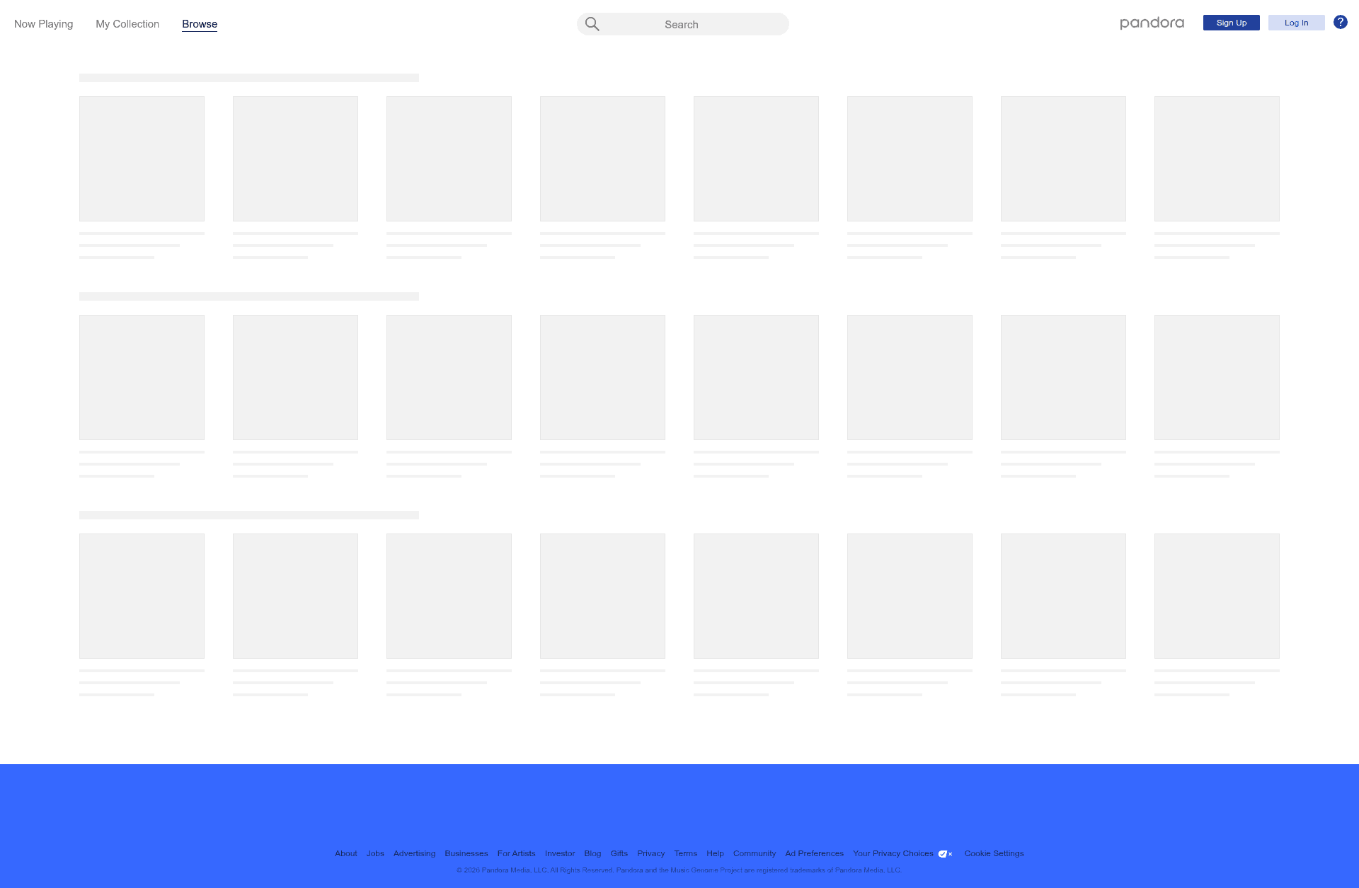 pandora empty-state screenshot