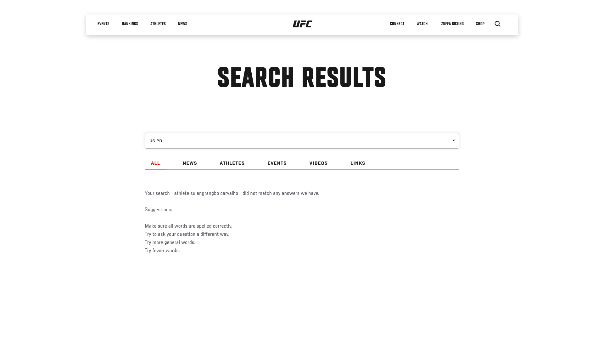 ufc empty-state screenshot