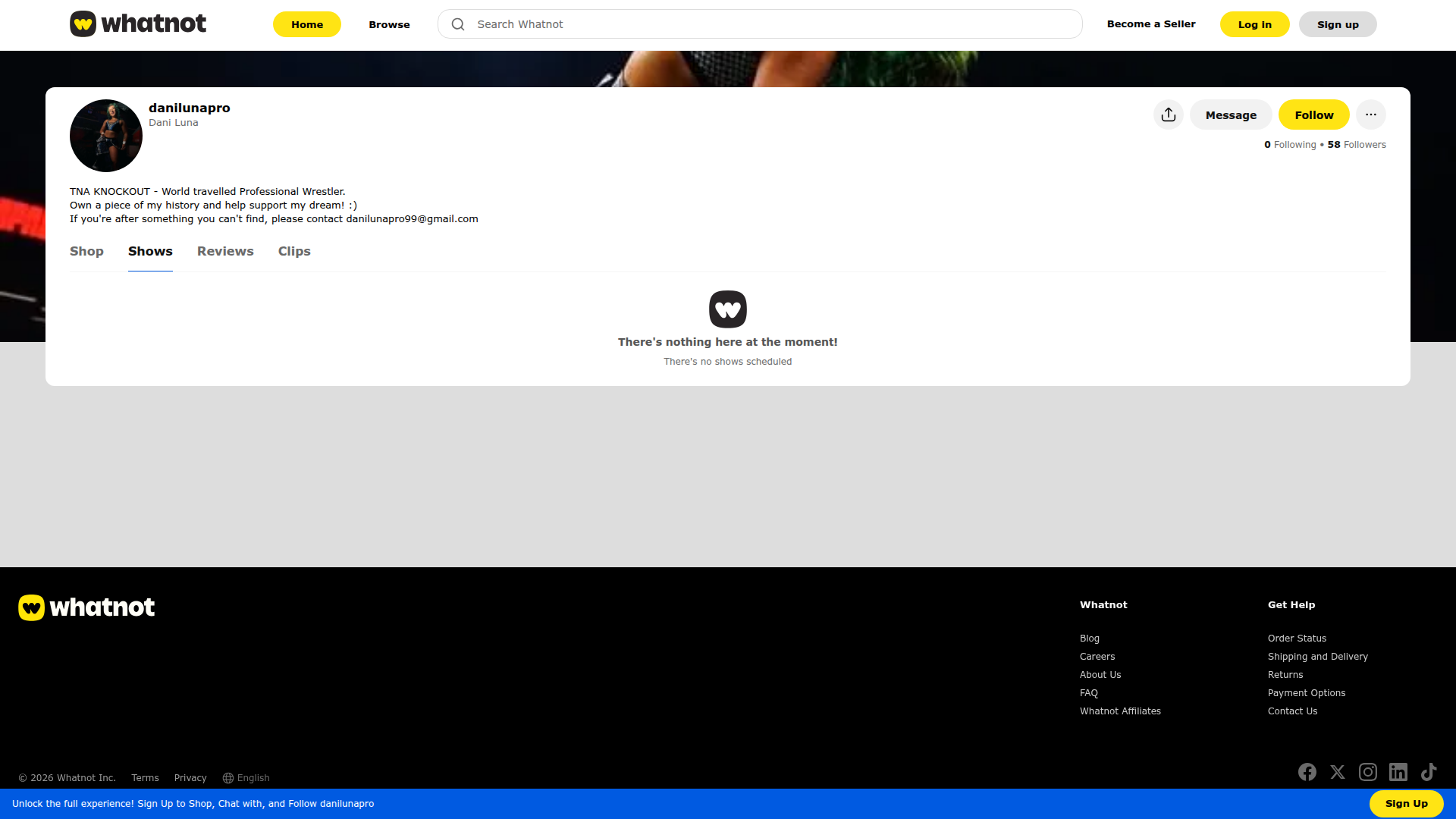 whatnot empty-state screenshot