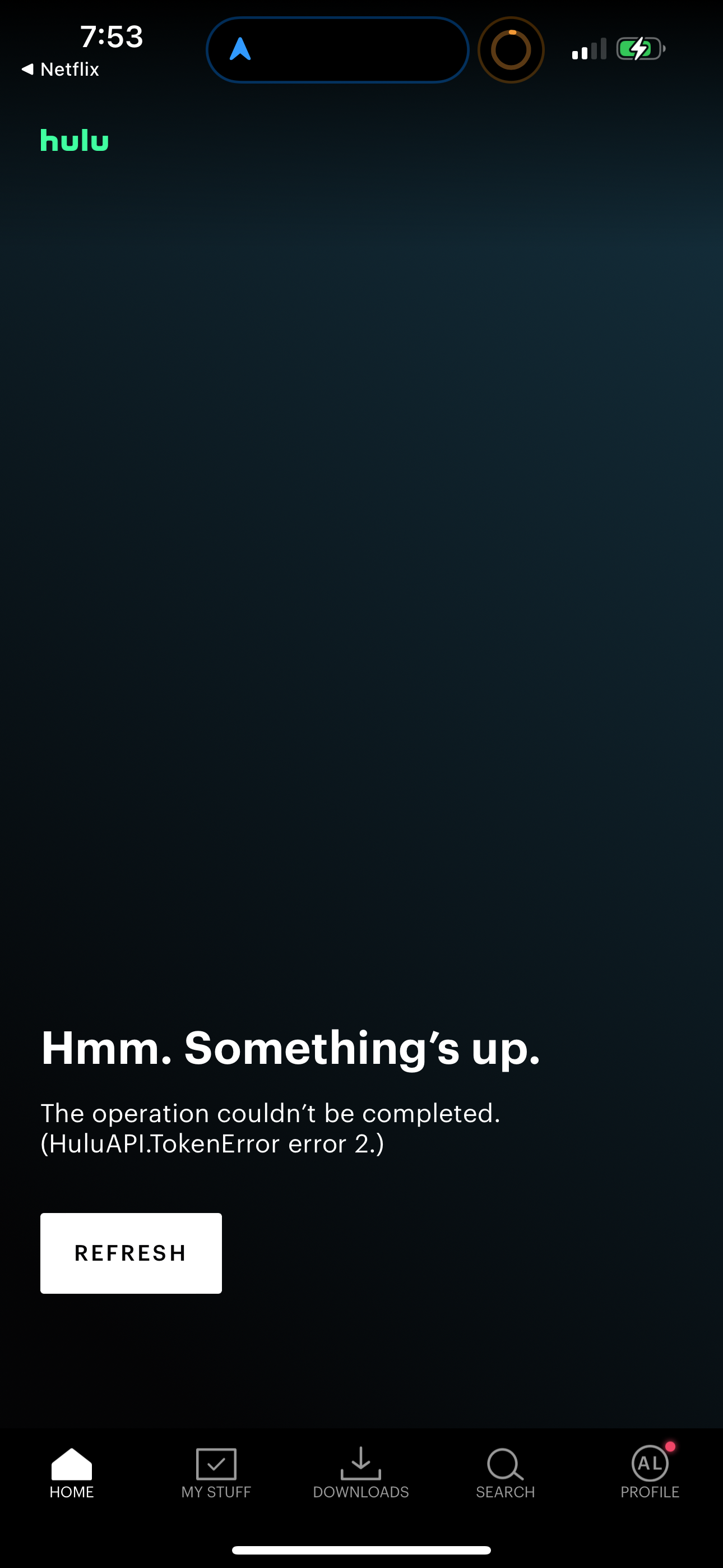 hulu error screenshot