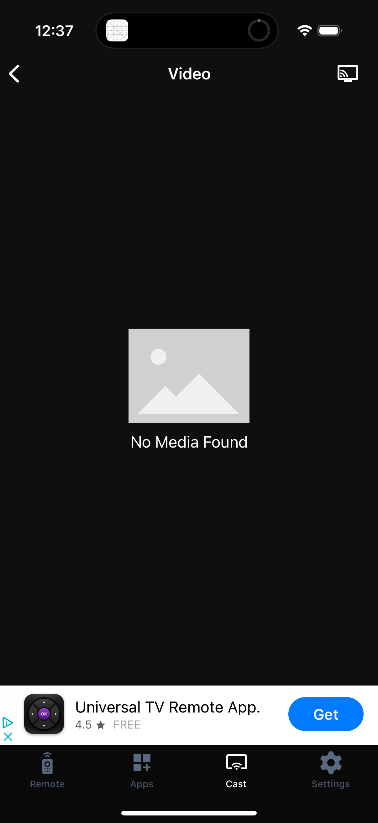 roku-remote error screenshot