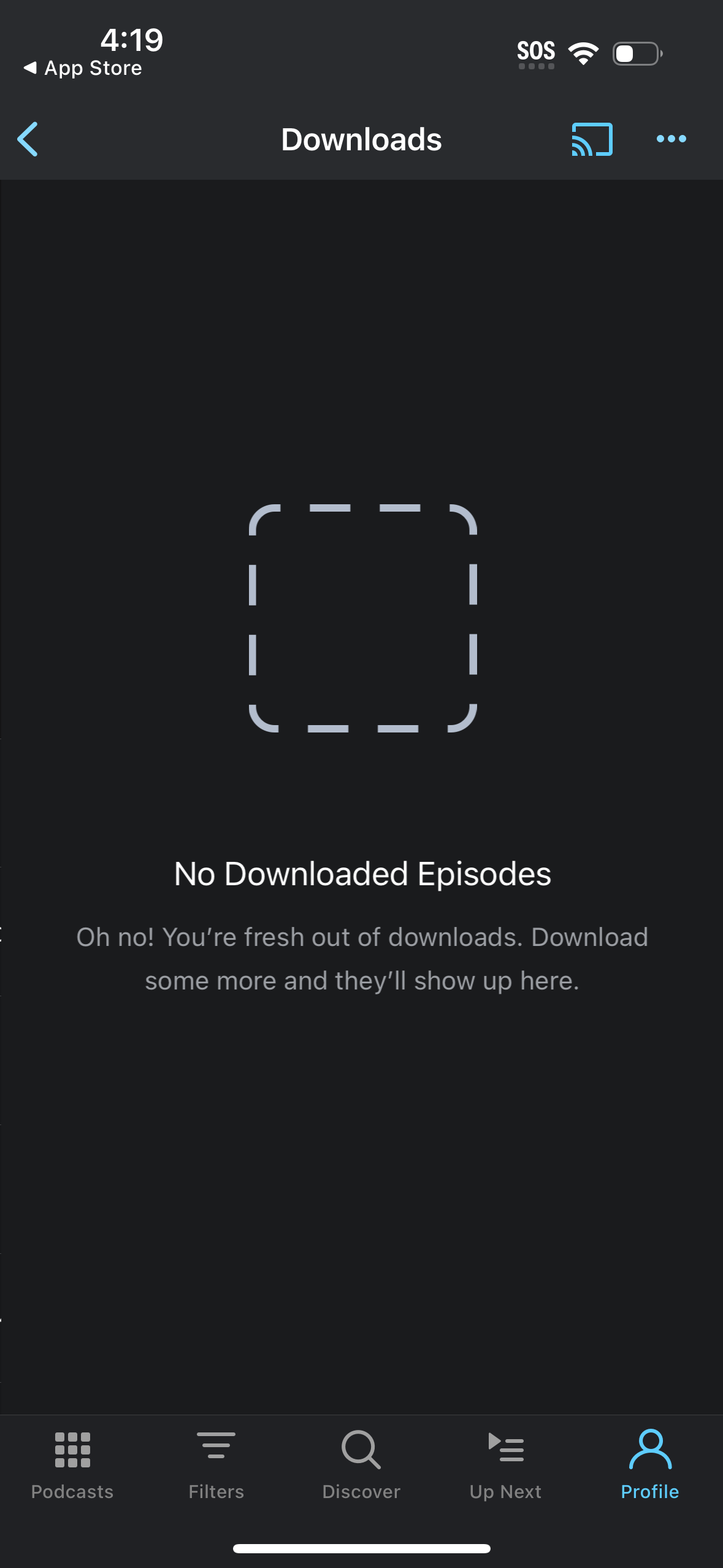pocket-casts error screenshot