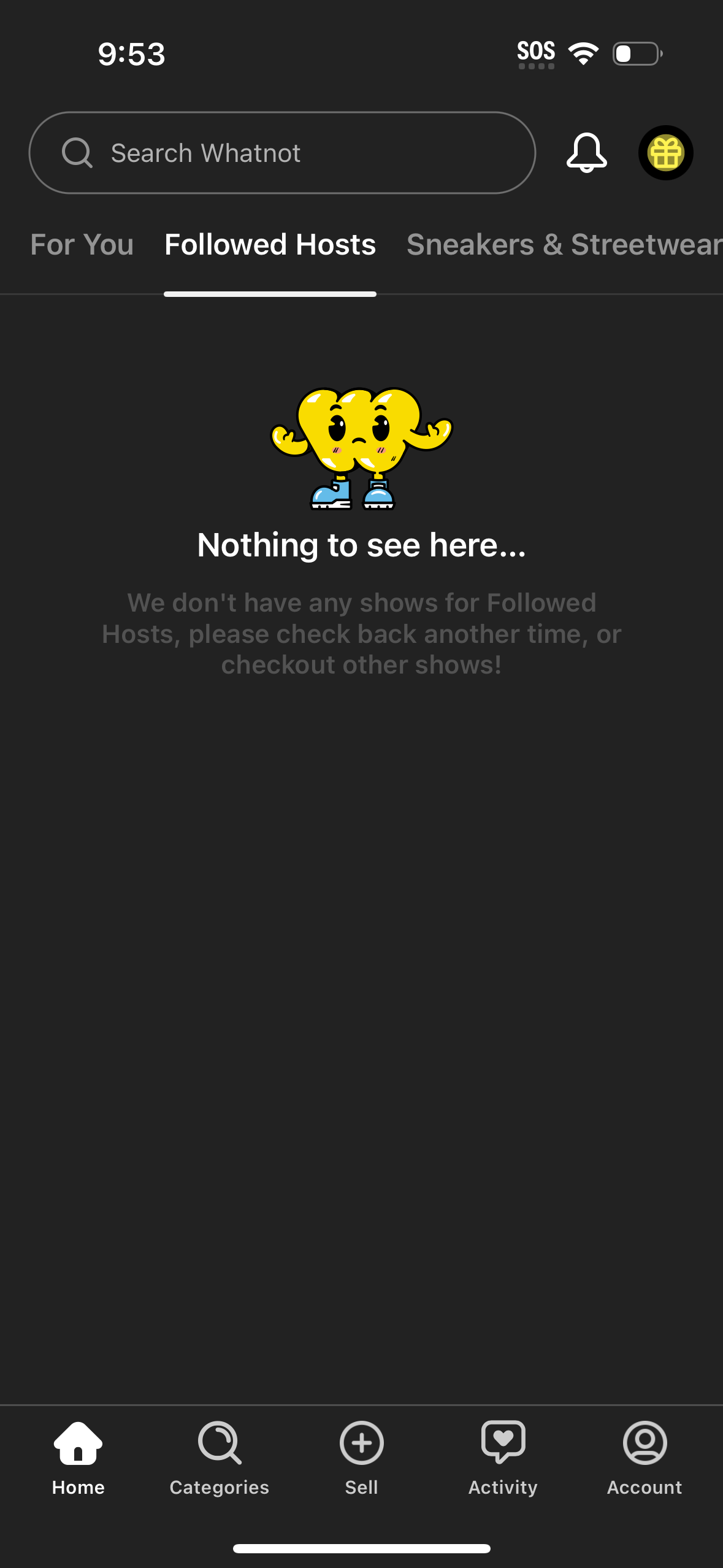 whatnot error screenshot