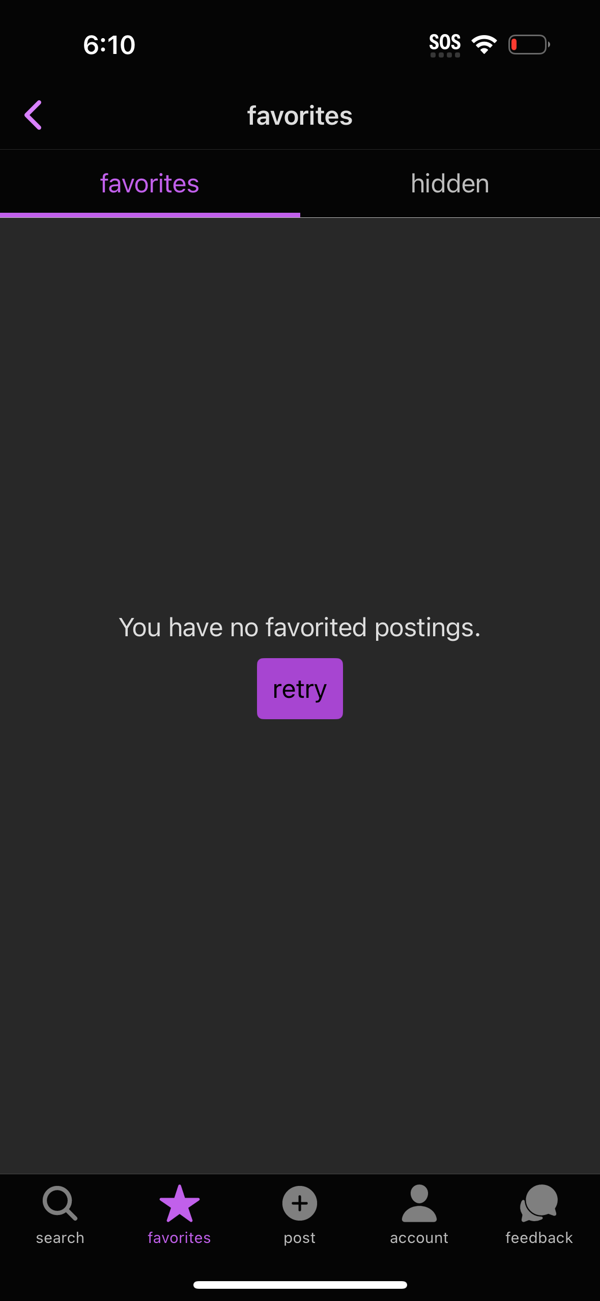 craigslist error screenshot
