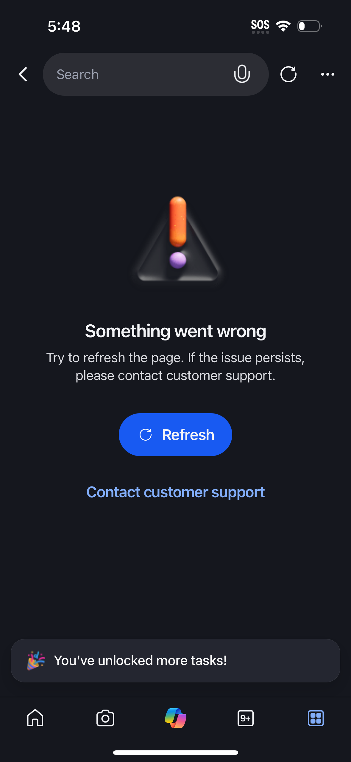 bing error screenshot