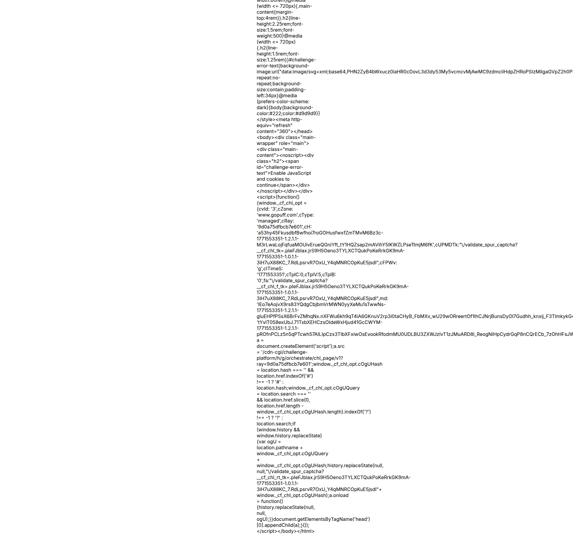 gopuff error screenshot