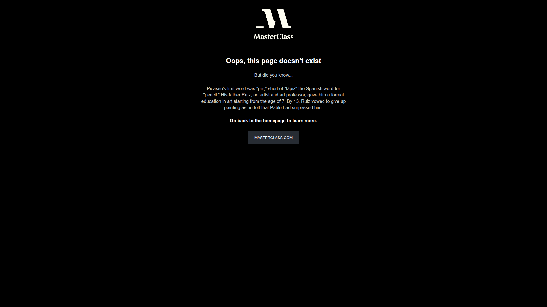 masterclass error screenshot