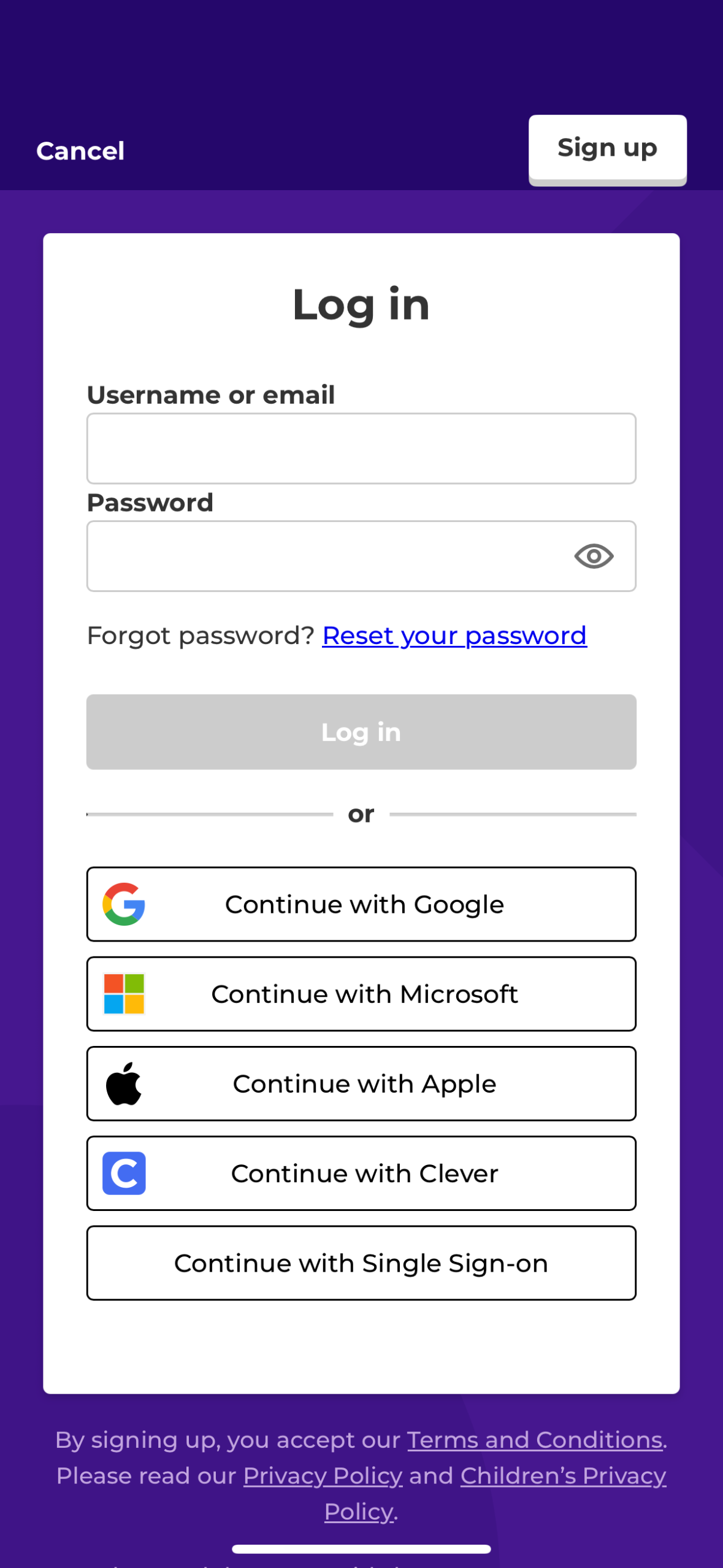 kahoot login screenshot
