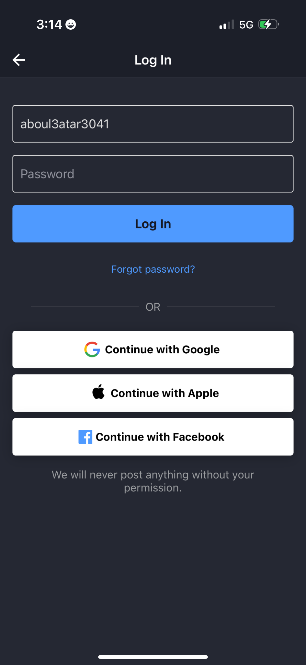 myfitnesspal login screenshot